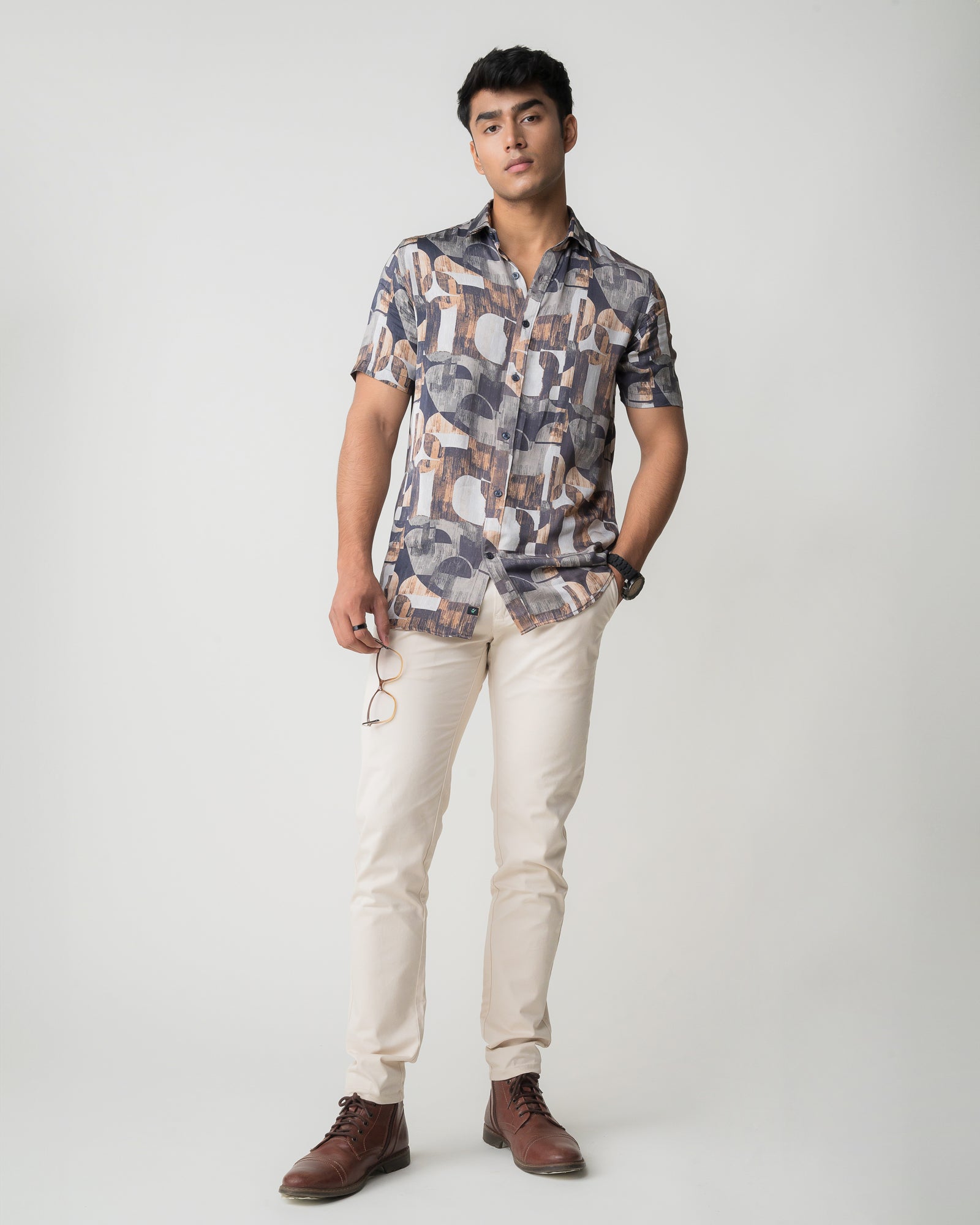 LIGHT BROWN REGULAR FIT SHIRT