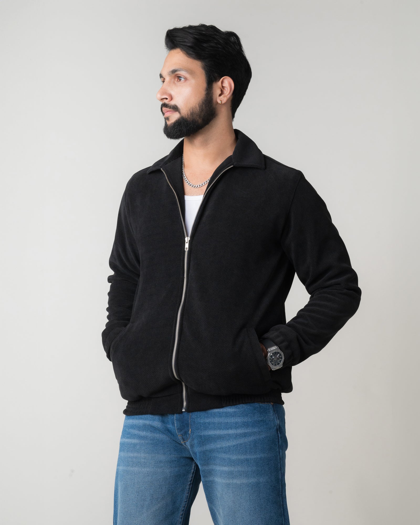 MATTE BLACK REGULAR FIT JACKET