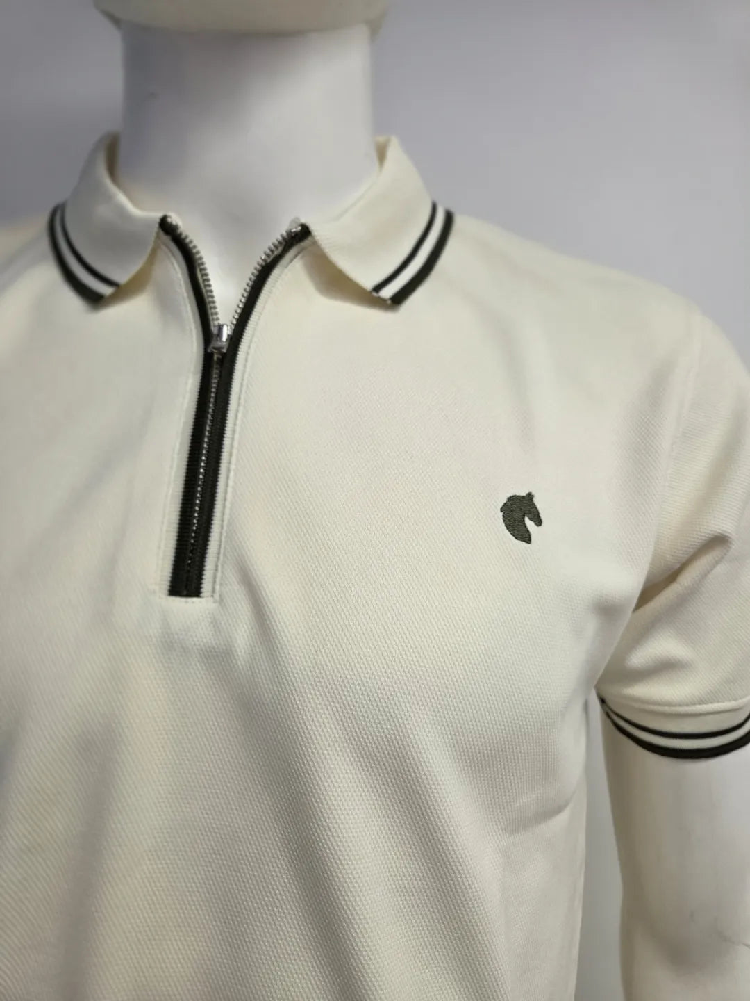 Cream - Men's Zipper Polo