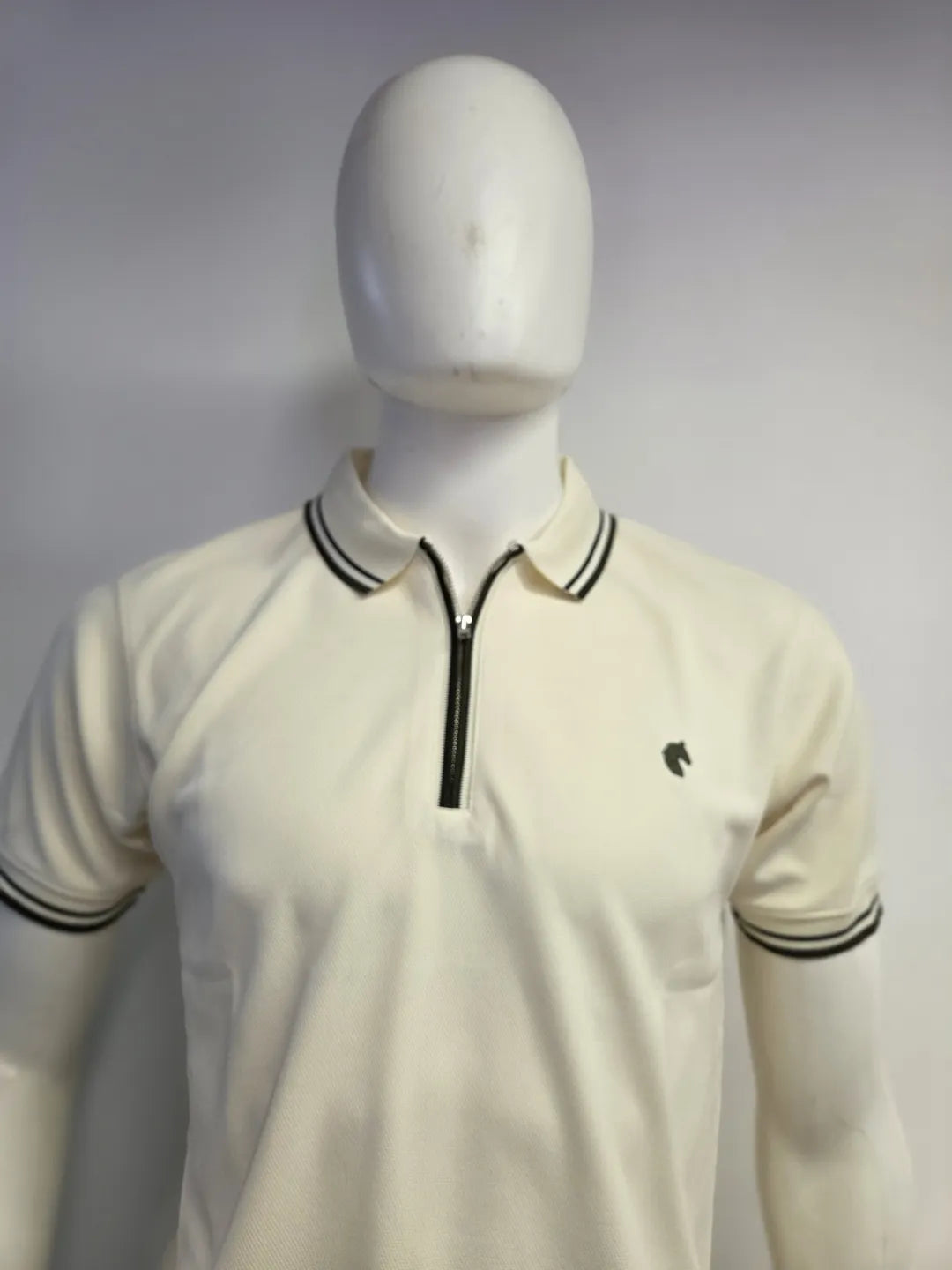 Cream - Men's Zipper Polo