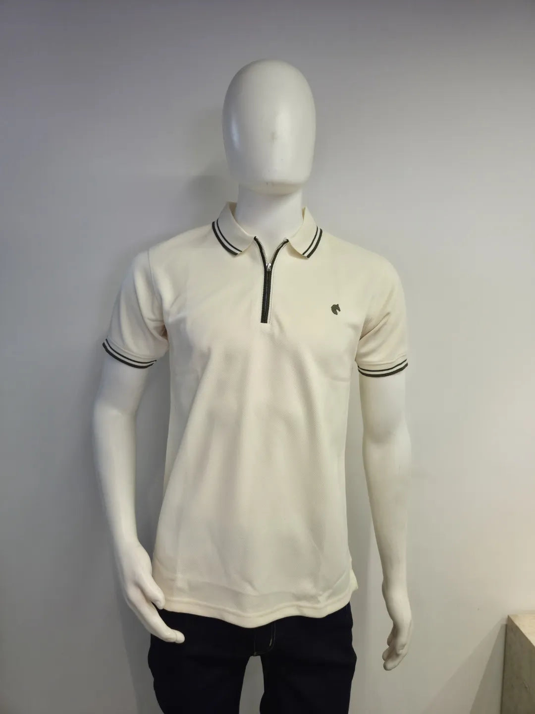 Cream - Men's Zipper Polo