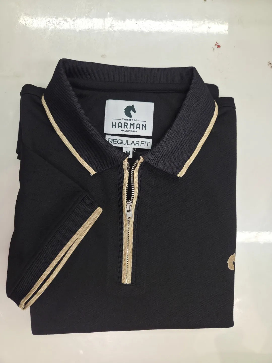 Black - Men's Zipper Polo