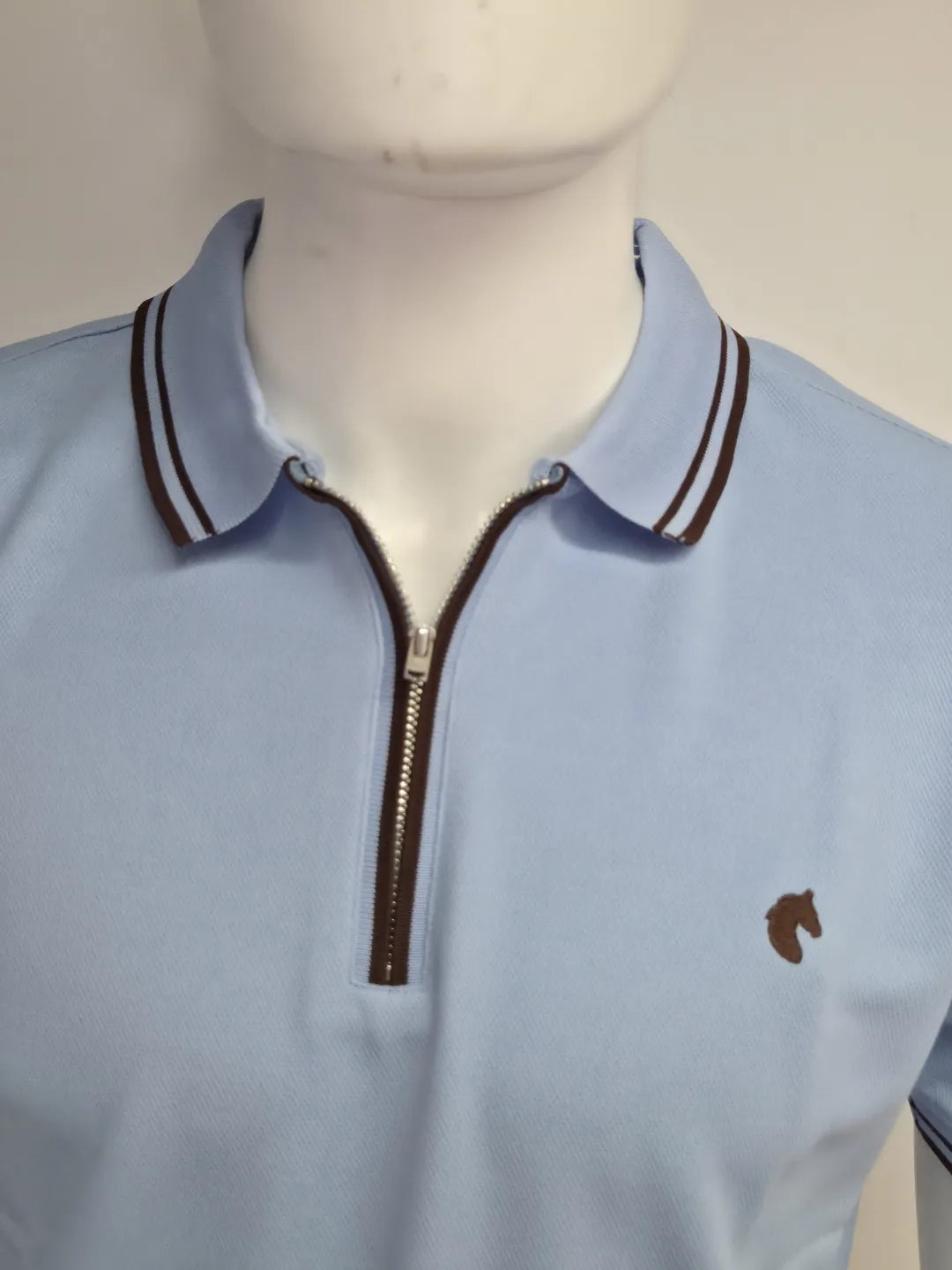 Sky Blue - Men's Zipper Polo