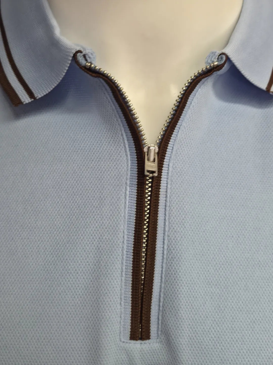 Sky Blue - Men's Zipper Polo