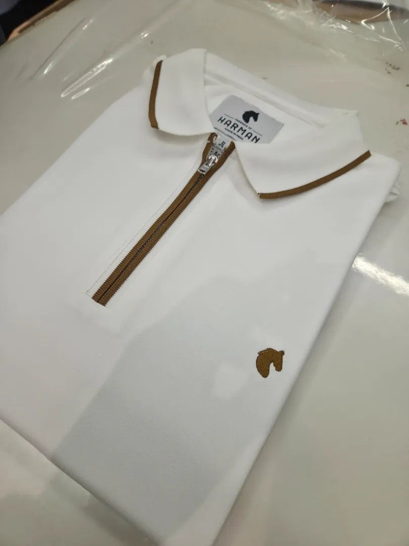 White - Men's Zipper Polo