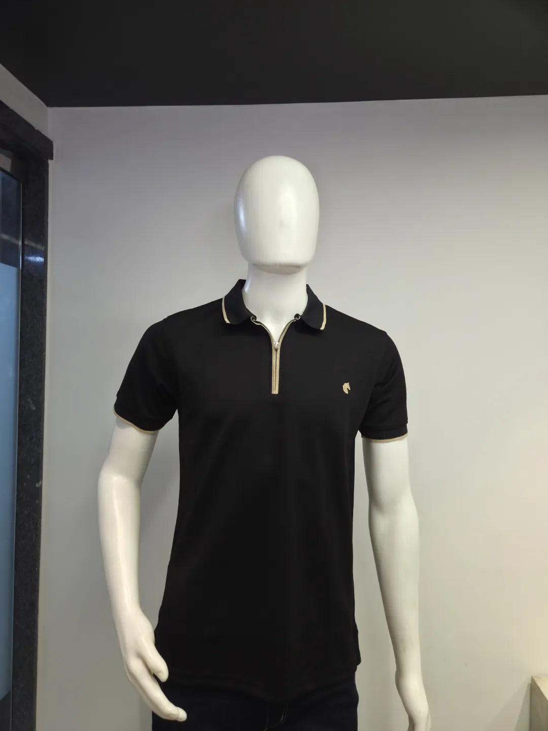 Black - Men's Zipper Polo