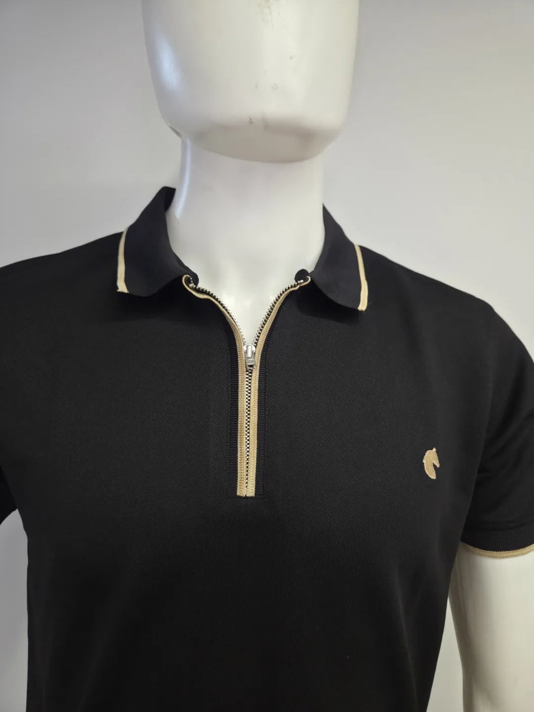 Black - Men's Zipper Polo