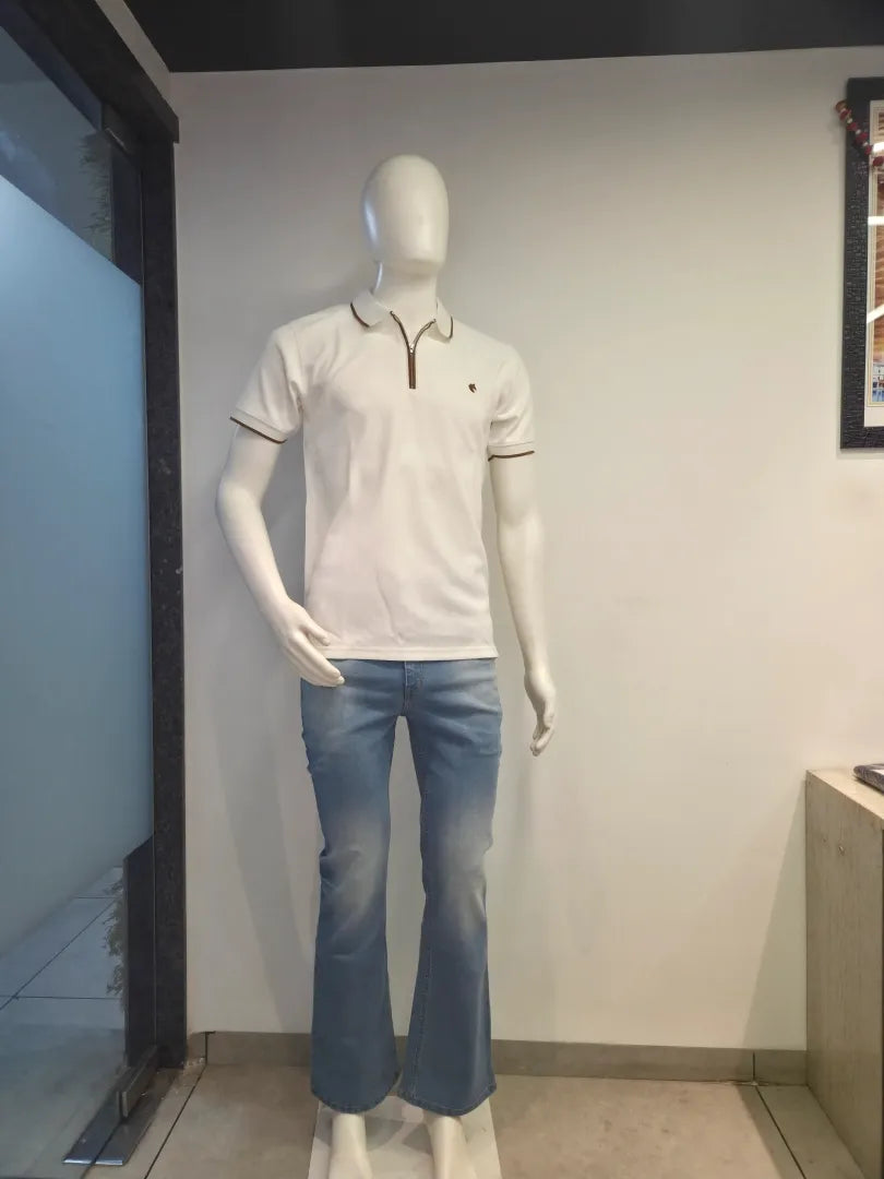 White - Men's Zipper Polo