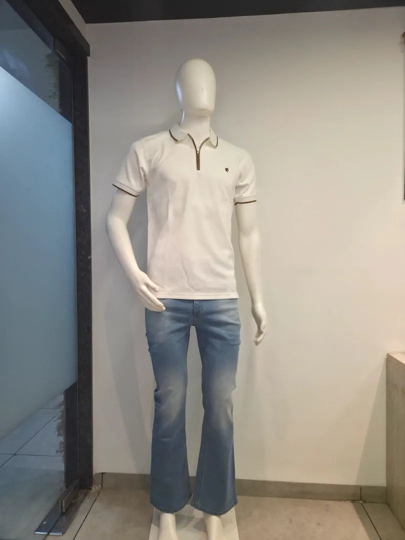 White - Men's Zipper Polo