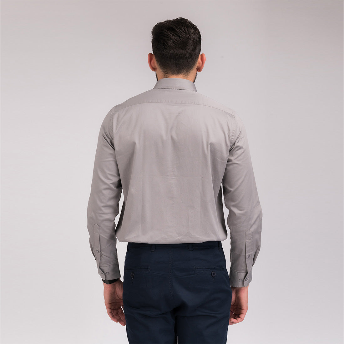 Light Grey Satin Regular Fit Shirt