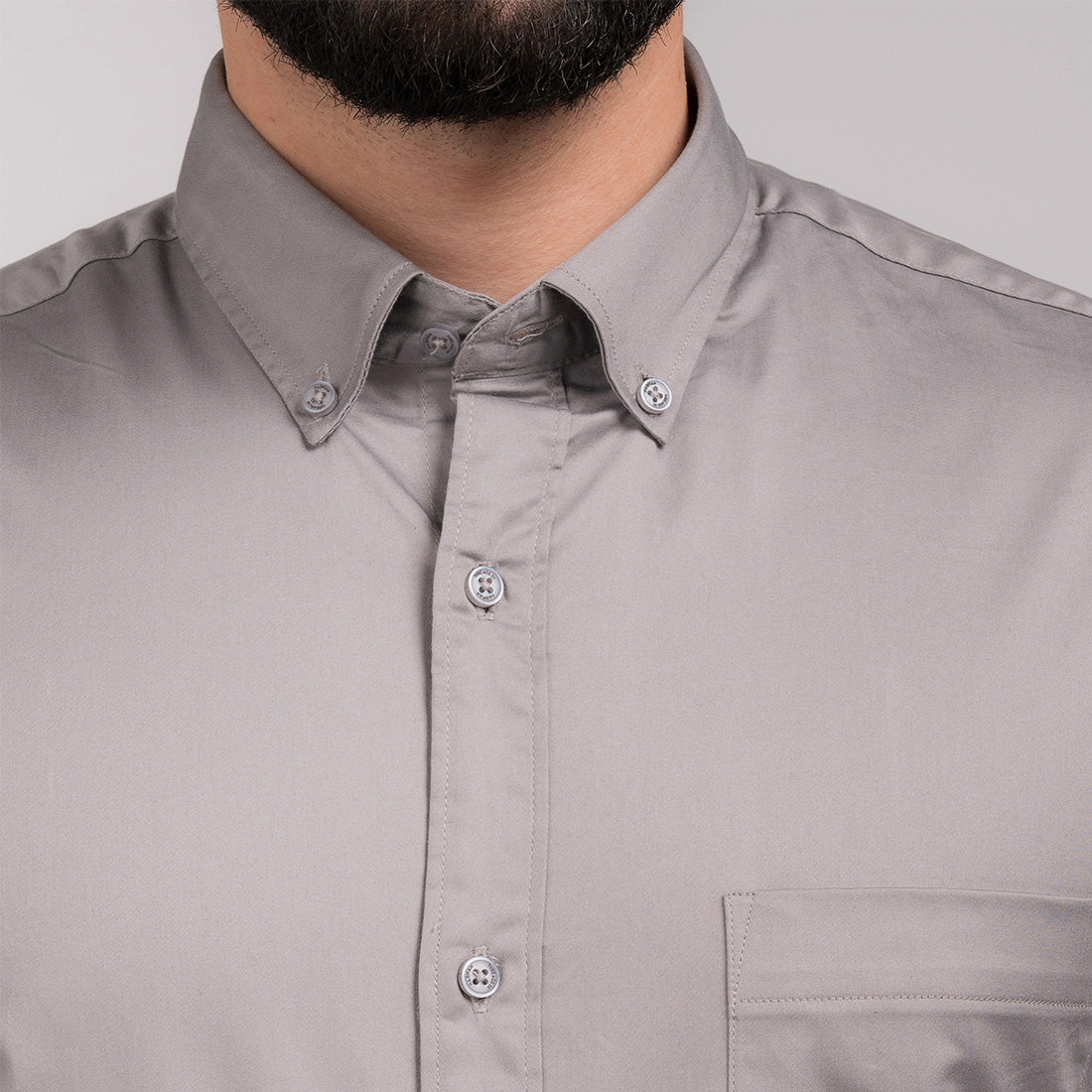 Light Grey Satin Regular Fit Shirt
