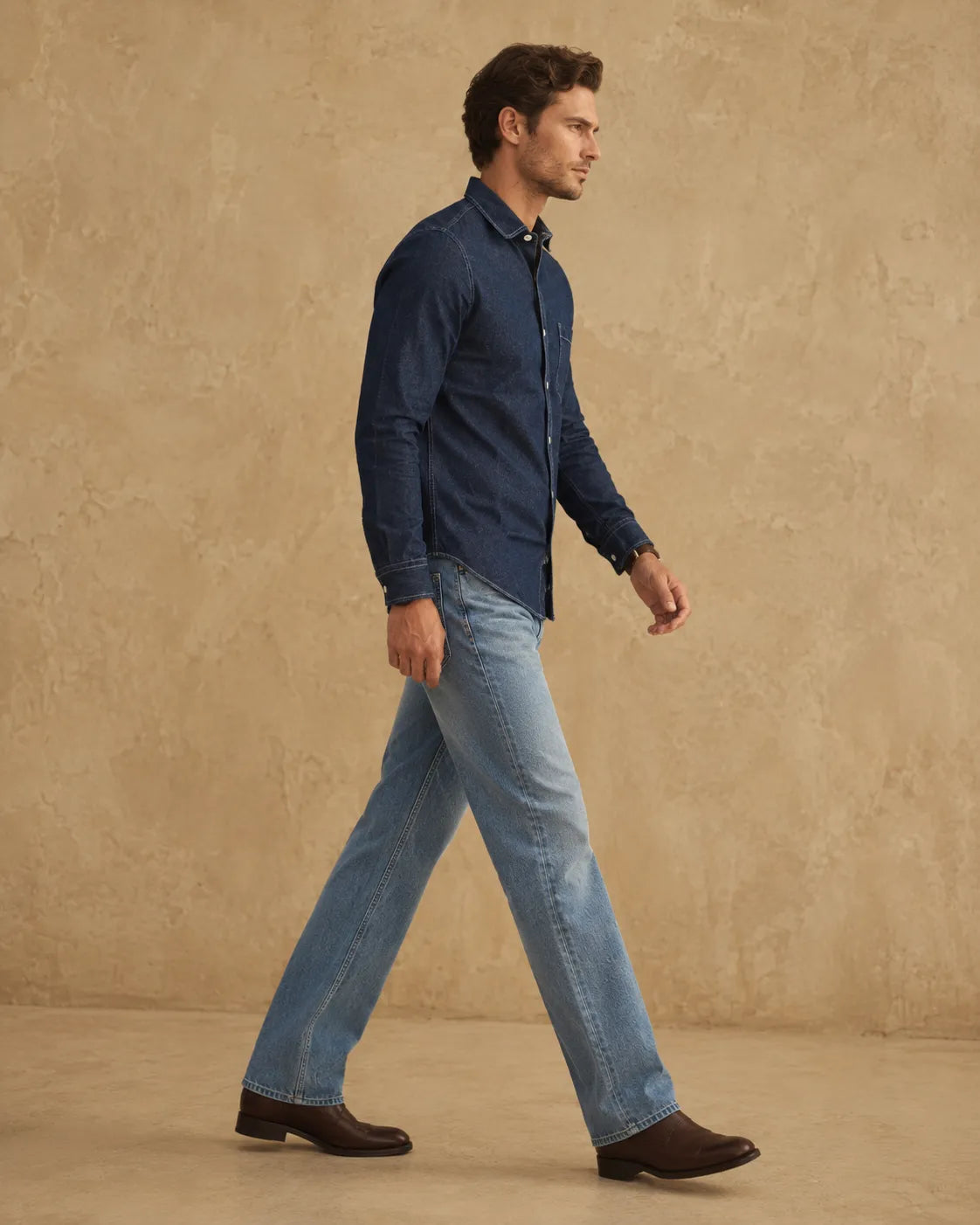 Dark Blue - Men's Denim Casual Shirt