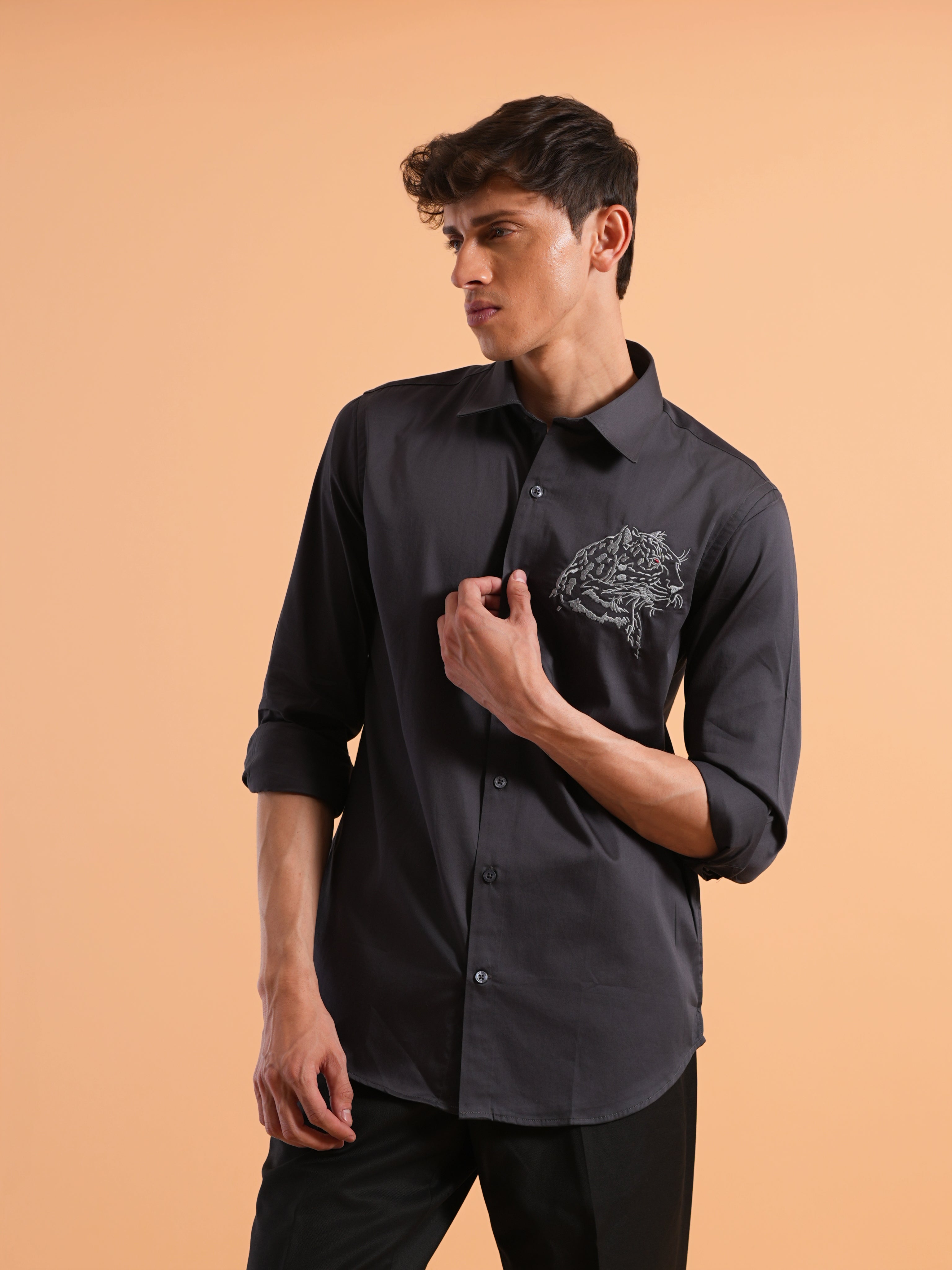 Grey Heritage Embroidered Shirt