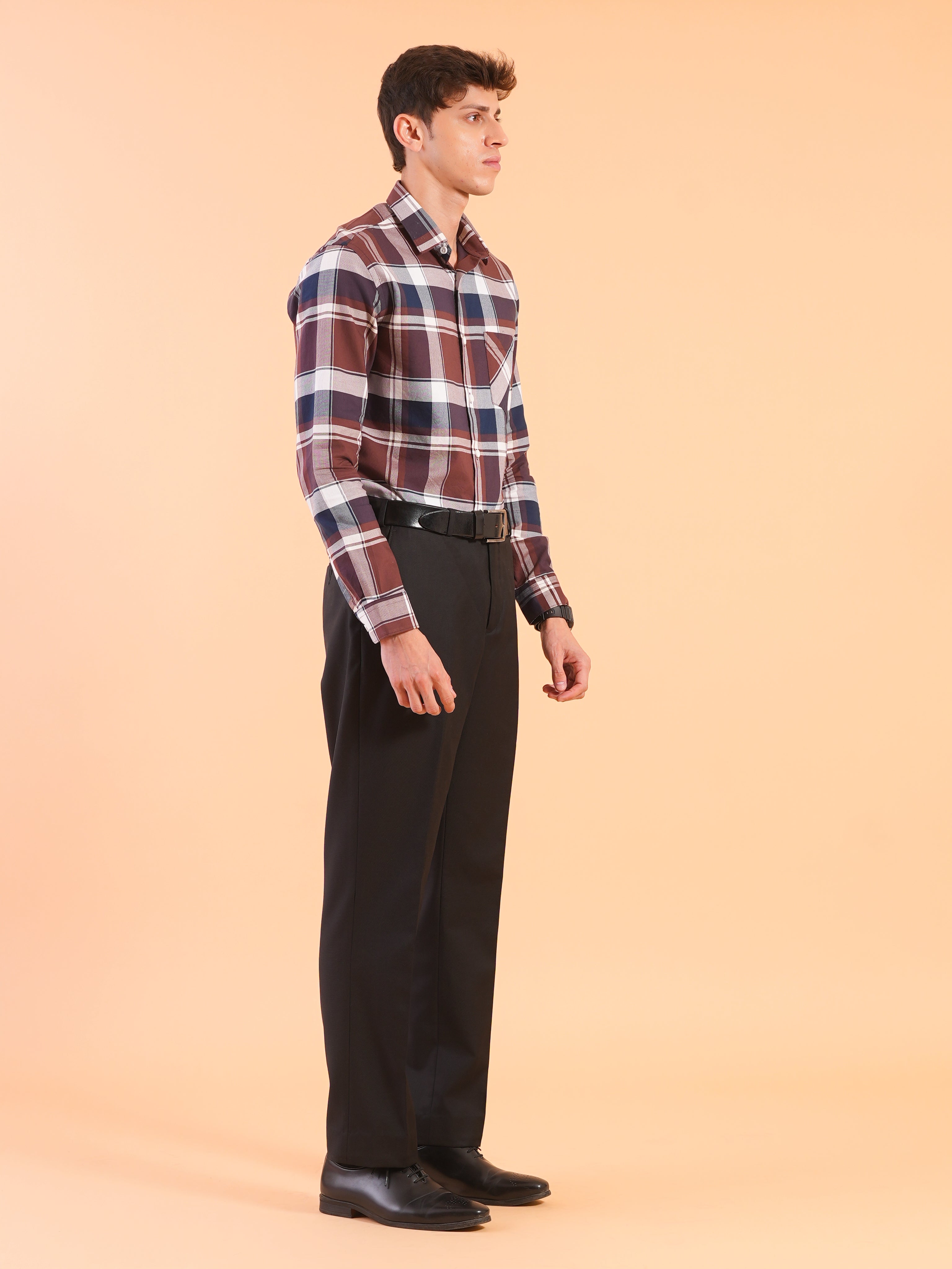 Wine Check Regular Fit Shirt