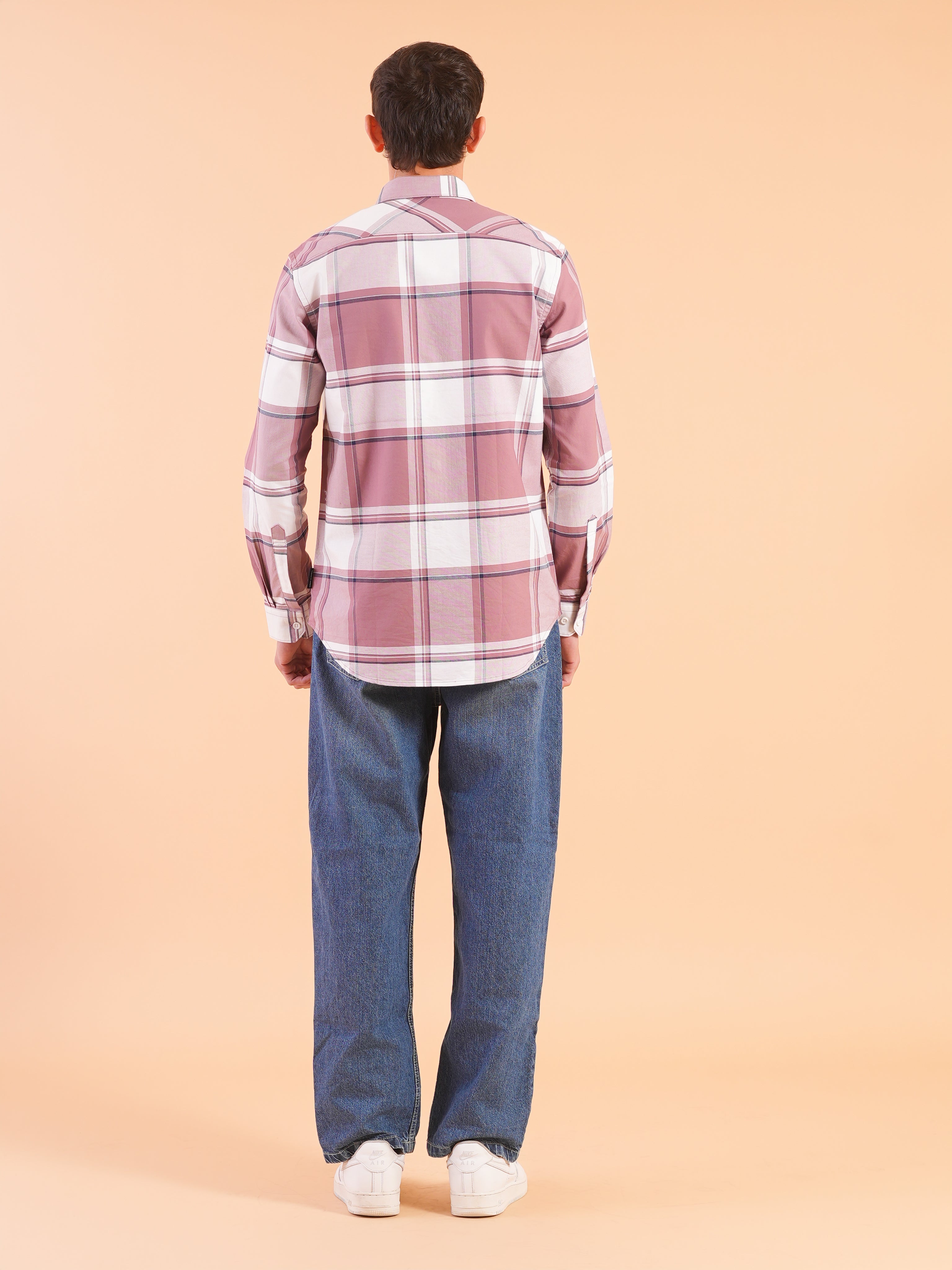 Muted Pink Check Regular Fit Shirt