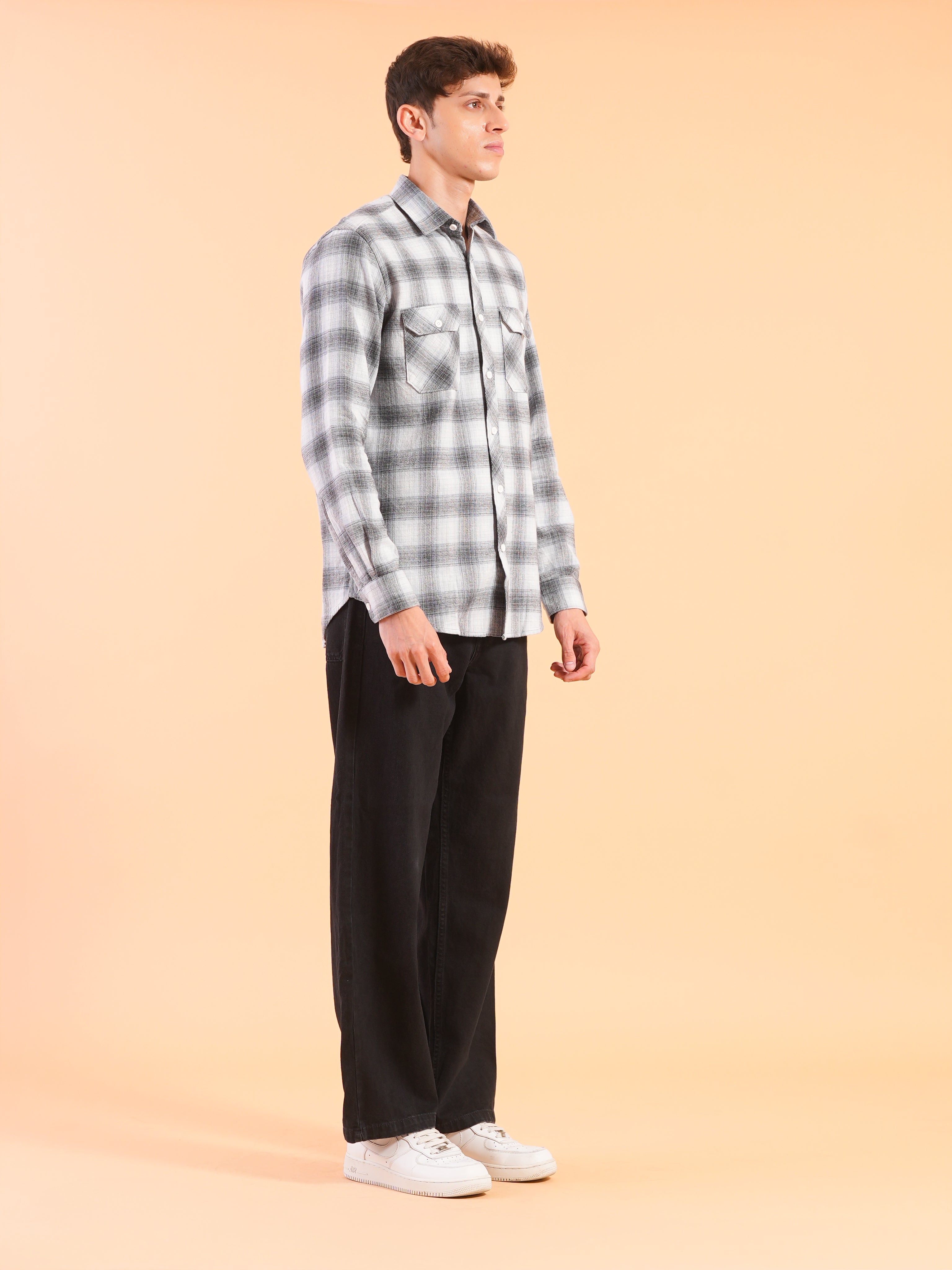 Blue Flannel Check Regular Fit Shirt