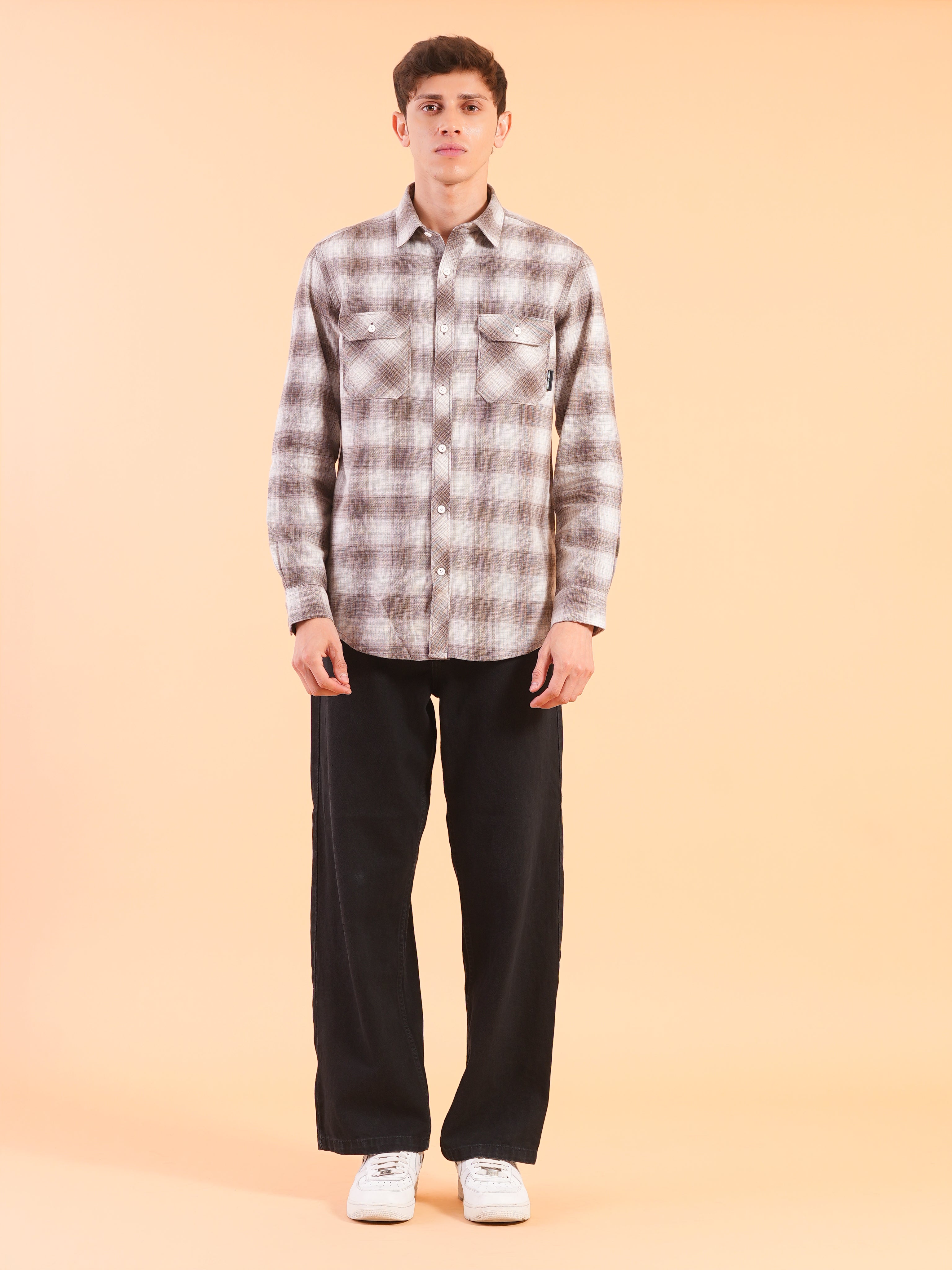 Brown Flannel Check Regular Fit Shirt