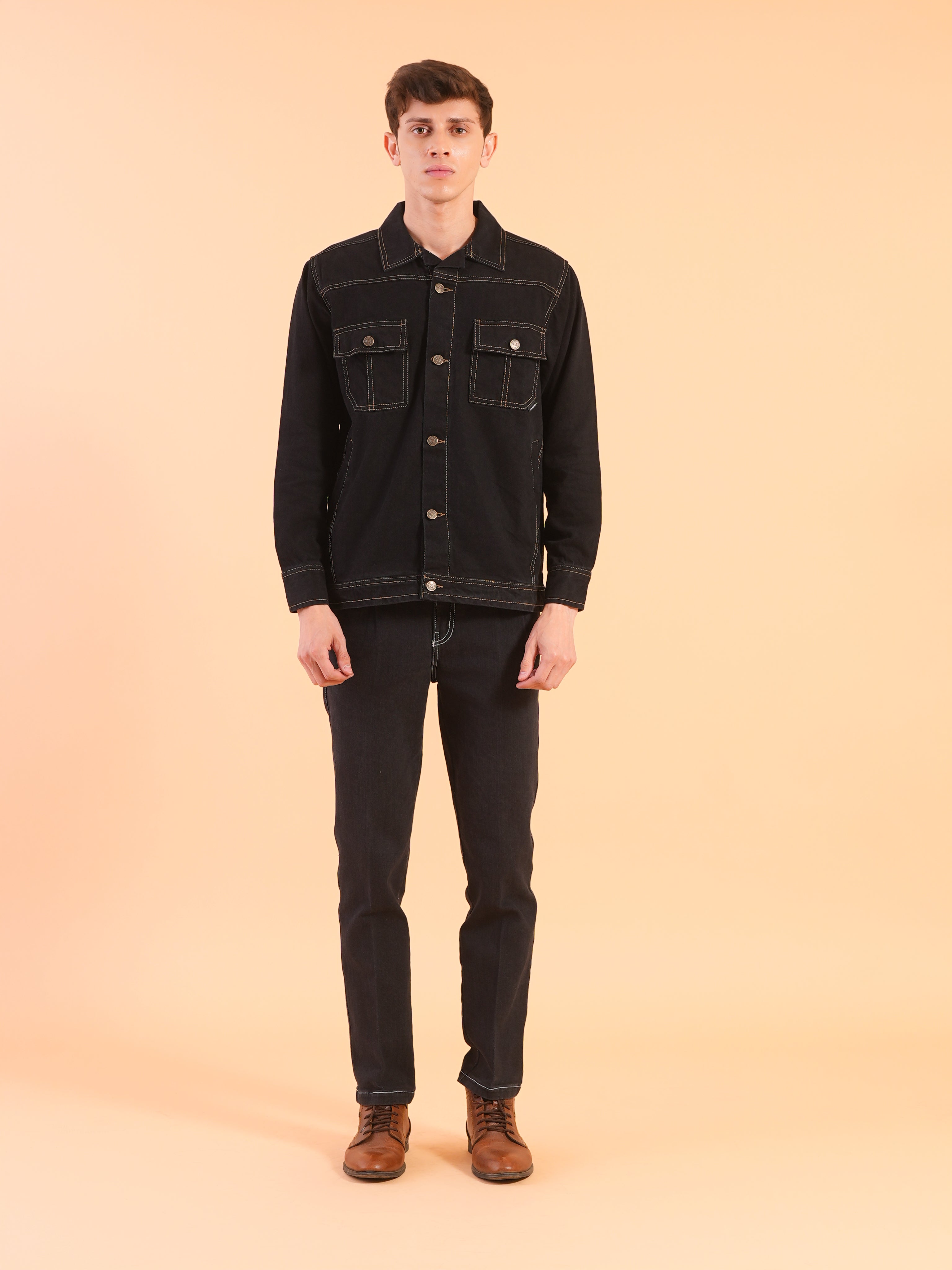 Solid black Denim Vest