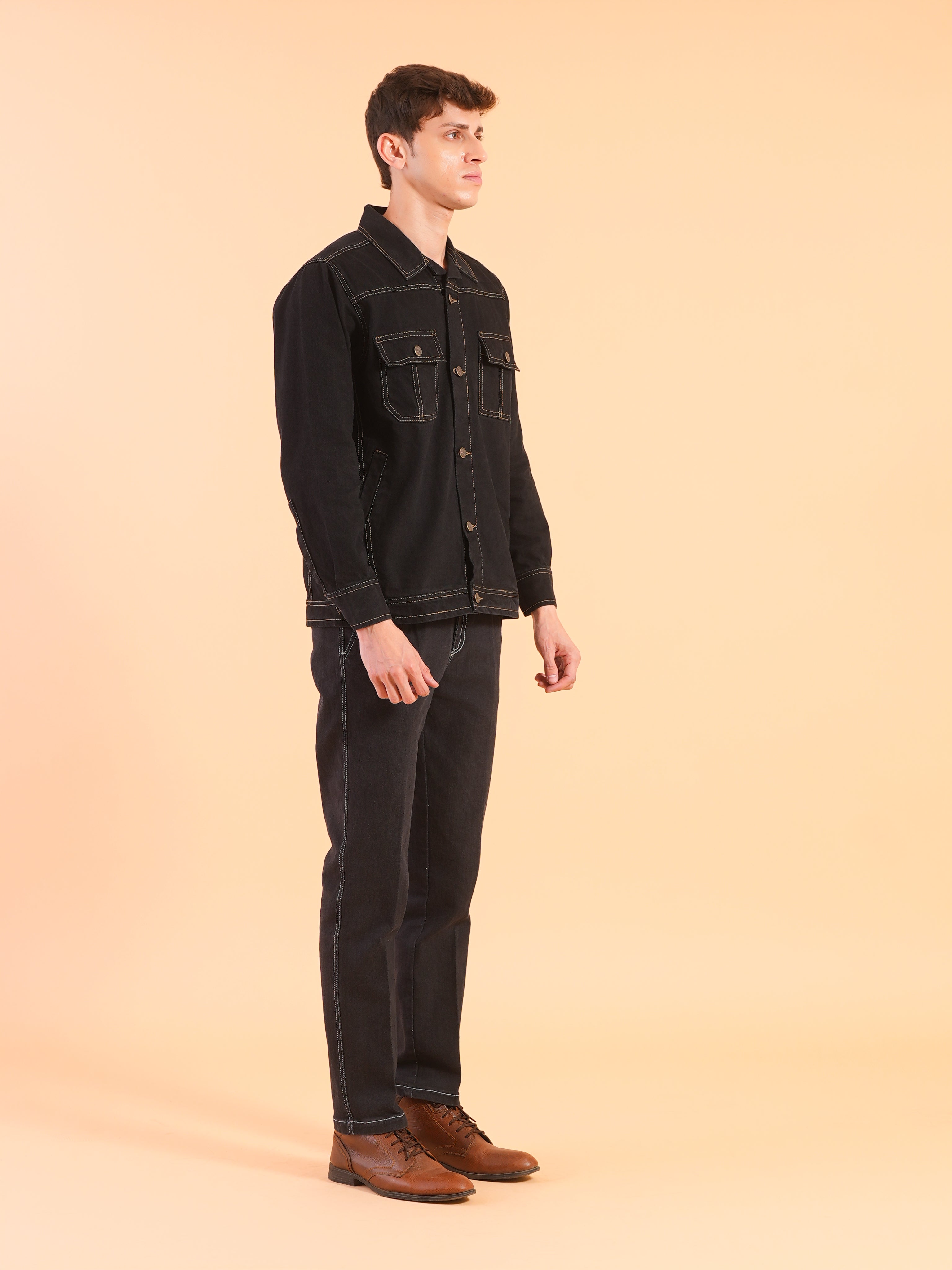 Solid black Denim Vest