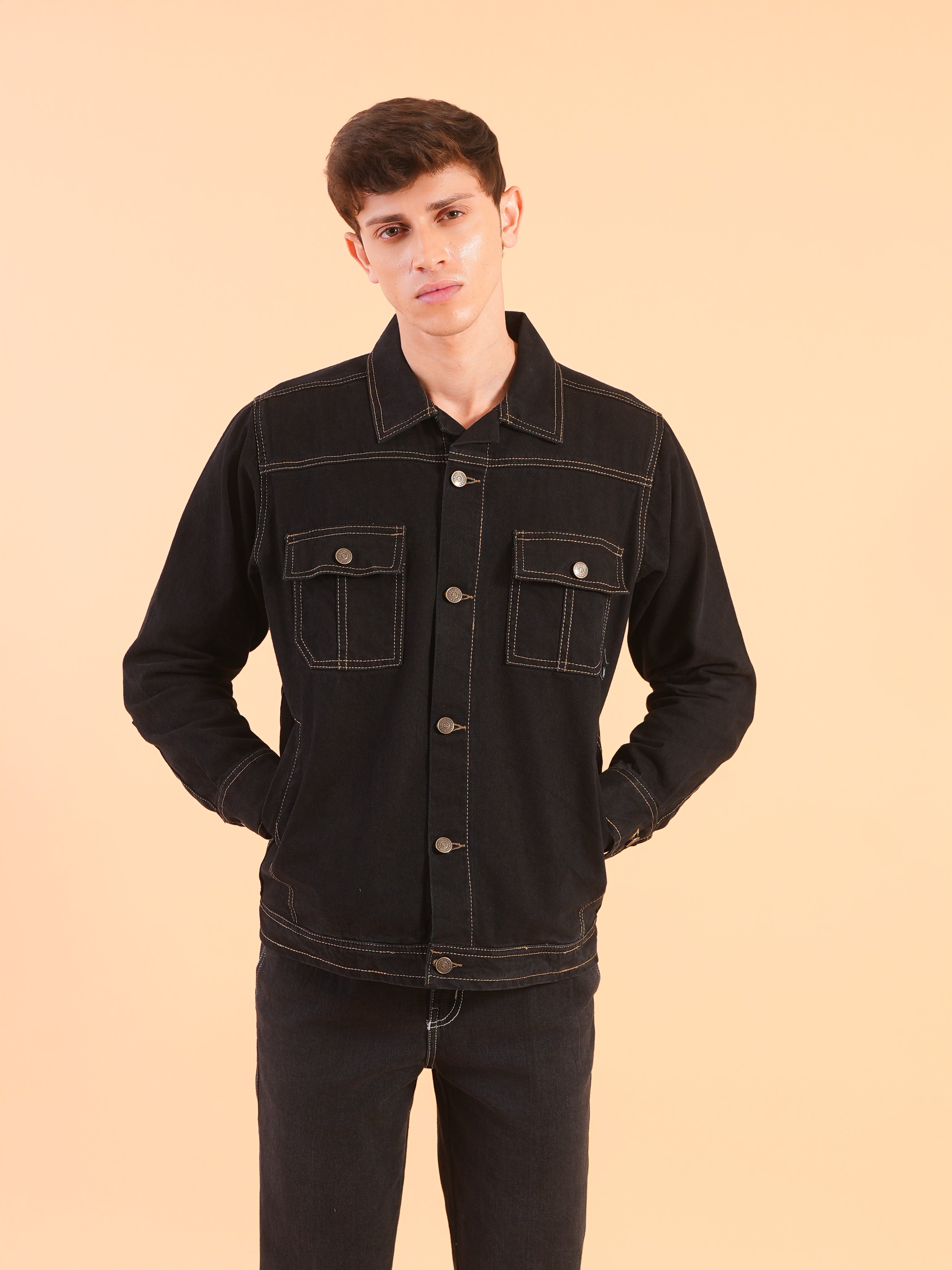 Solid black Denim Vest