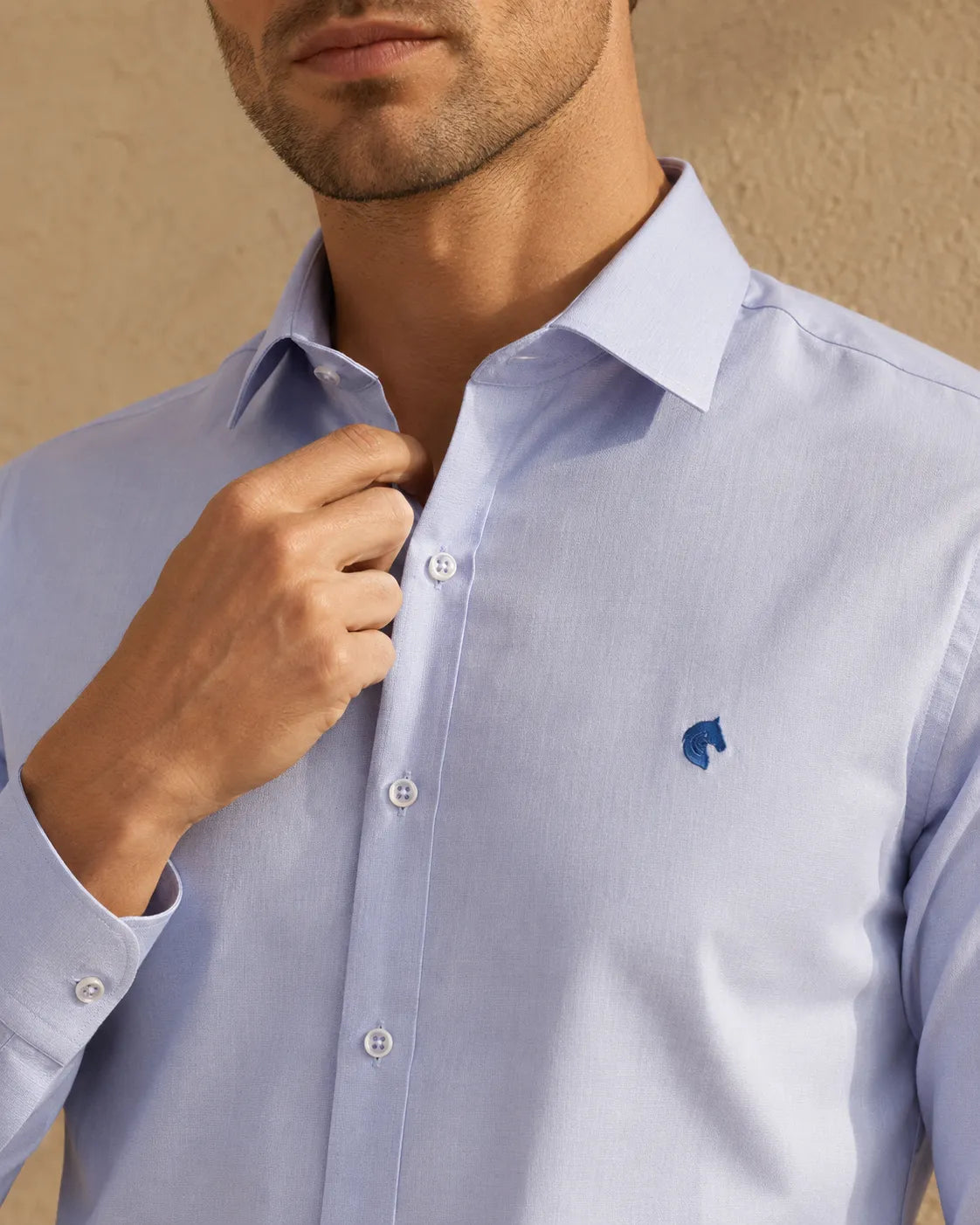 Light Blue - Solid Slim Fit Oxford Shirt