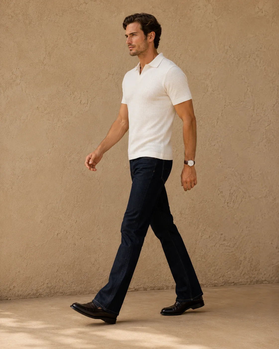 White - Men's Premium Flat Knit Polo T-Shirt