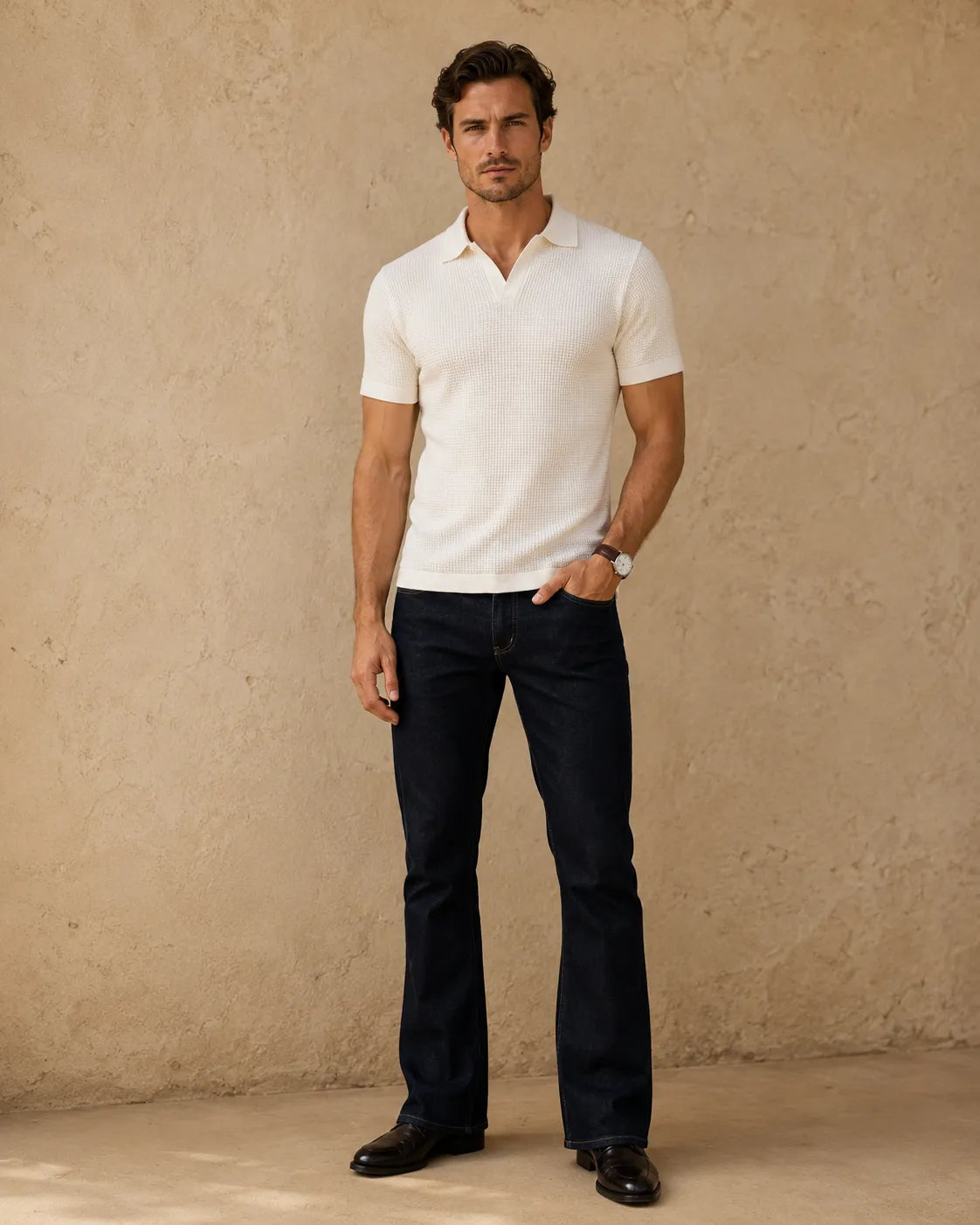 White - Men's Premium Flat Knit Polo T-Shirt