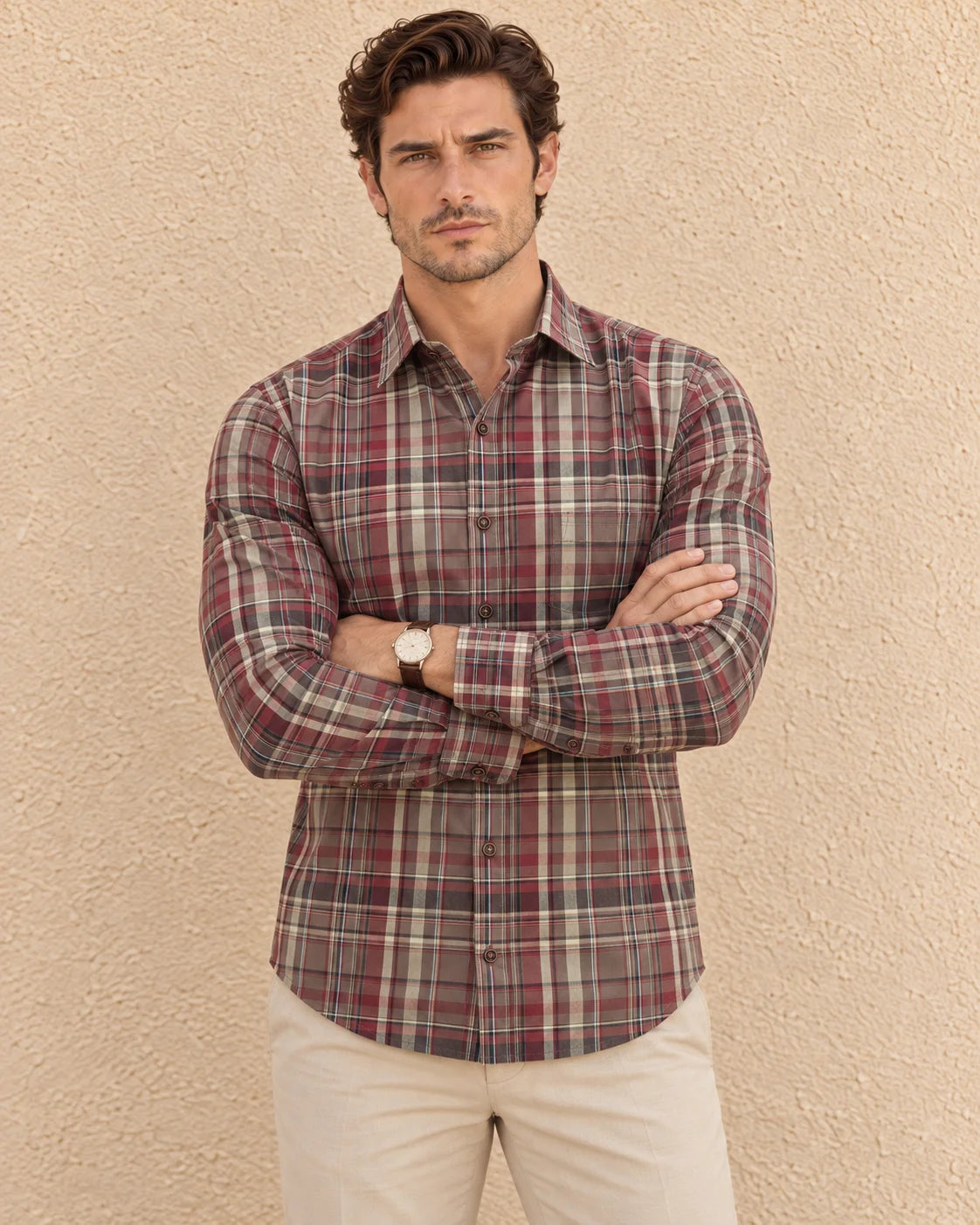 RED-PREMIUM OXFORD CHECKS SLIM FIT SHIRT