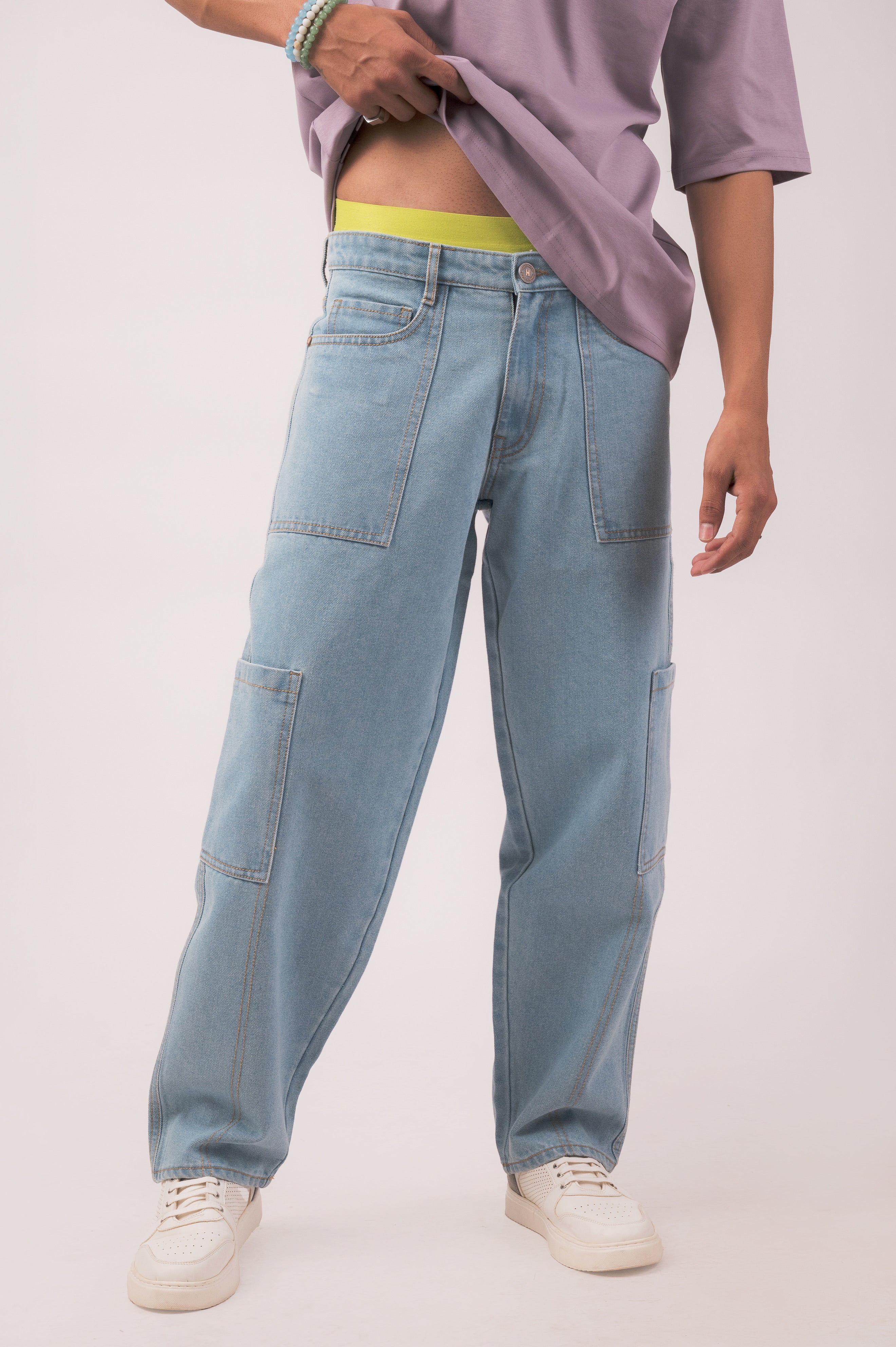 ICE BLUE CARGO DENIM