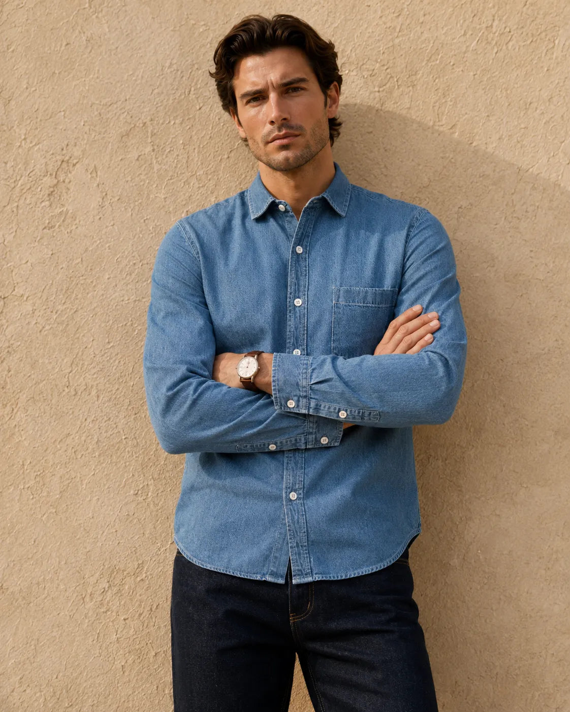 Light Blue - Men's Denim Casual Shirt