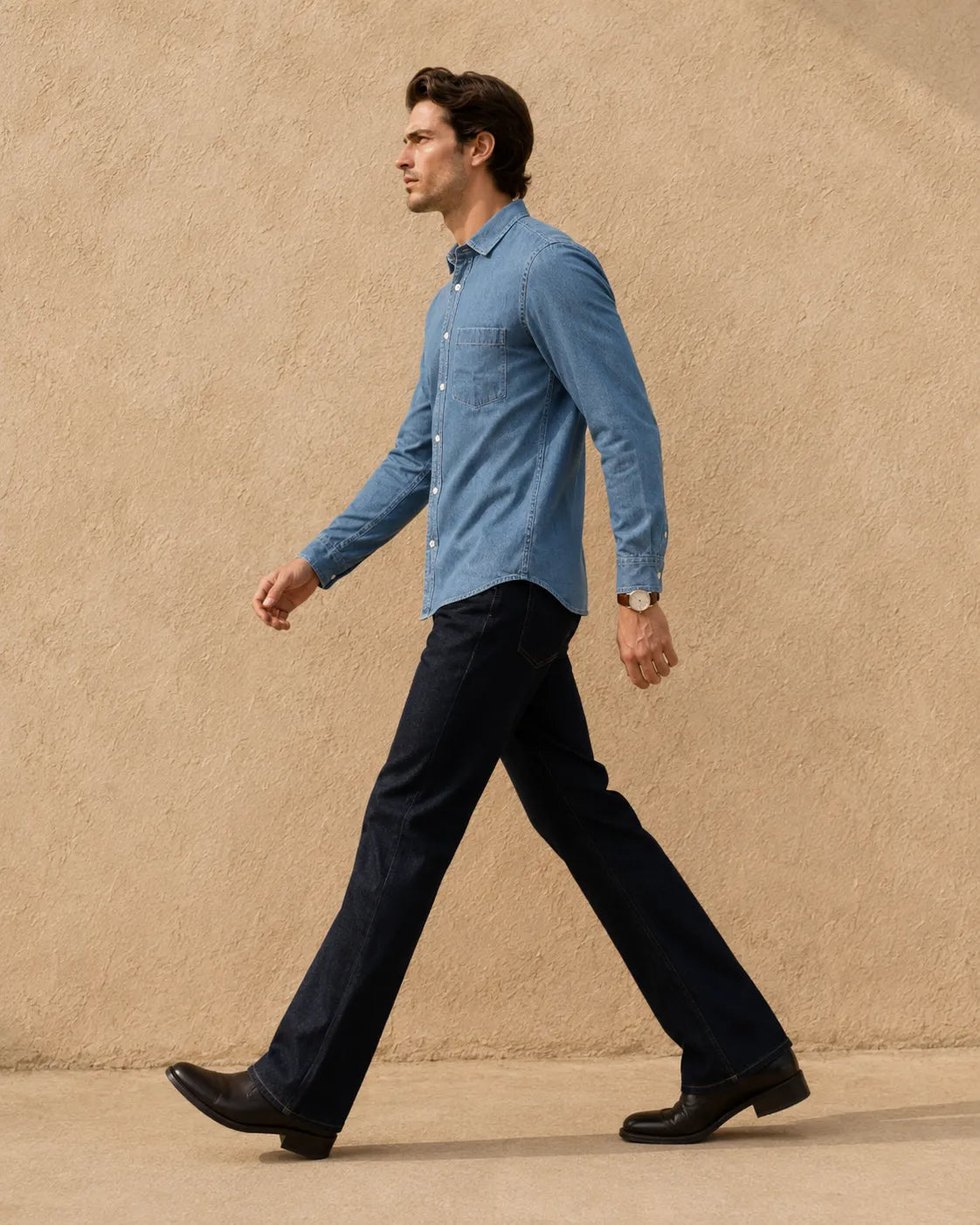 Light Blue - Men's Denim Casual Shirt