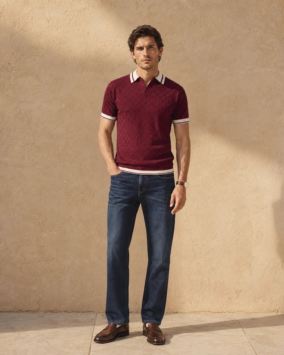 Marun - Men's Premium Flat Knit Polo T-Shirt