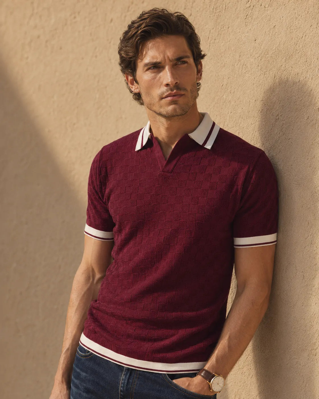 Marun - Men's Premium Flat Knit Polo T-Shirt