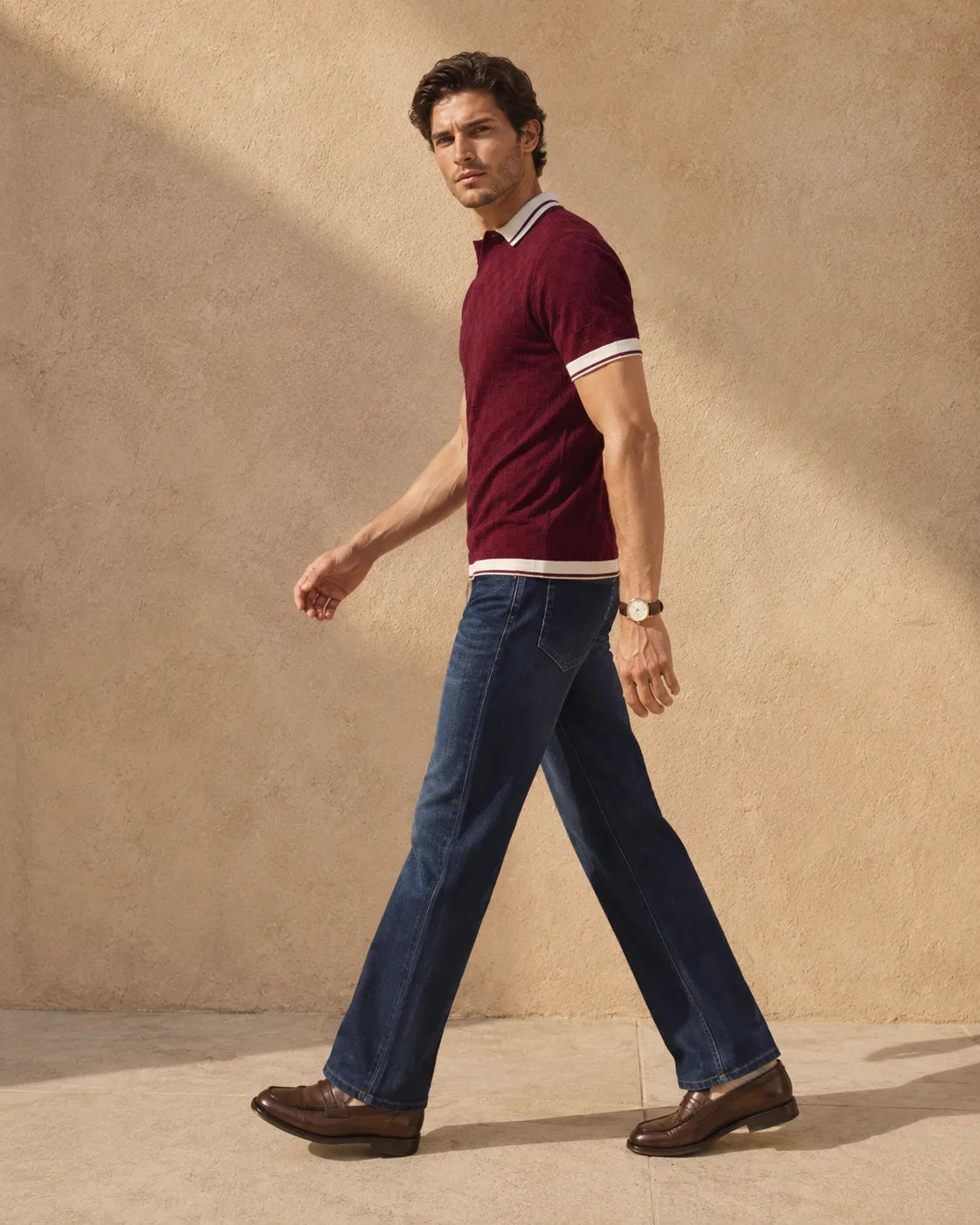 Marun - Men's Premium Flat Knit Polo T-Shirt
