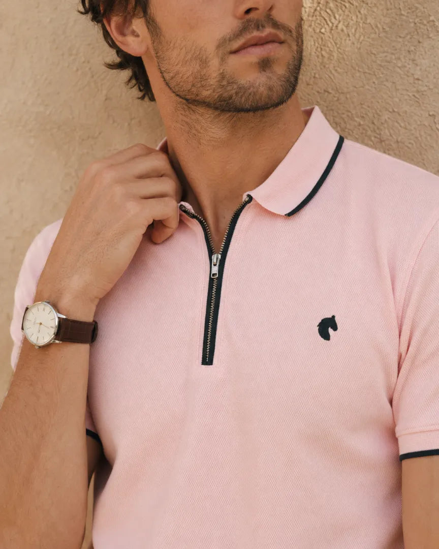 Pink - Men's Zipper Polo