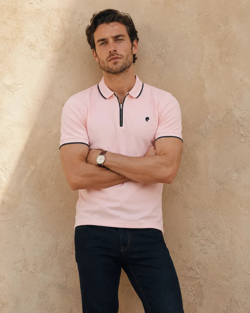Pink - Men's Zipper Polo