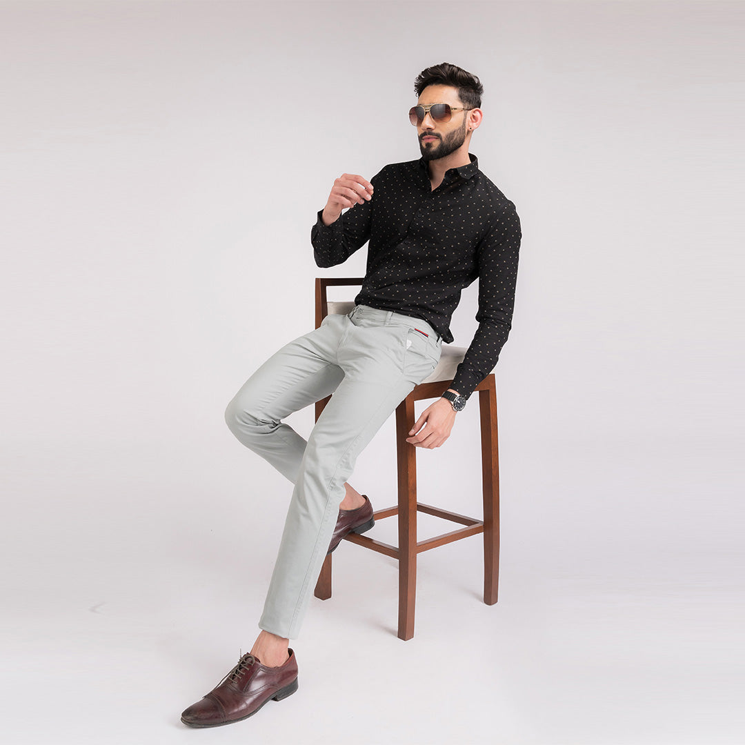 Black Printed Slim Fit Shirt