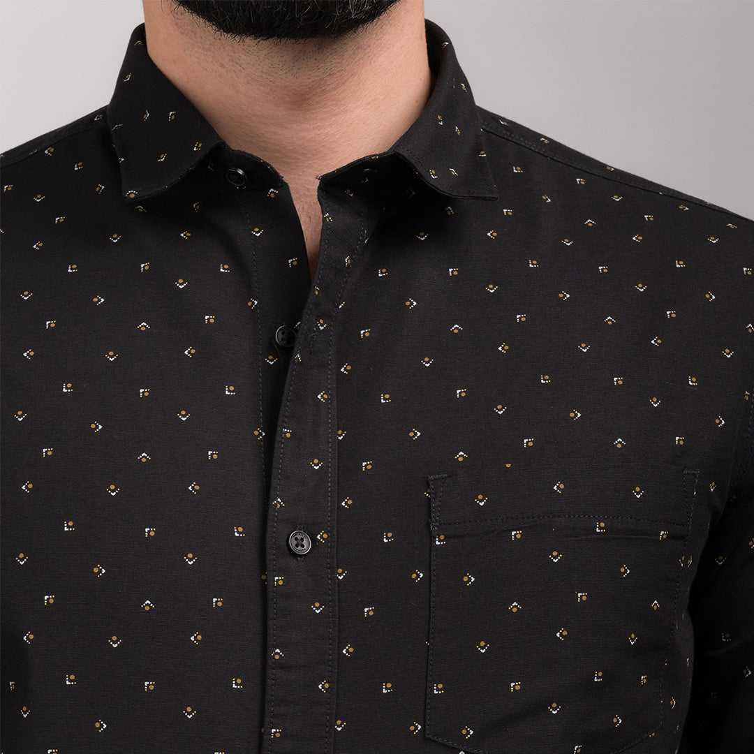Black Printed Slim Fit Shirt