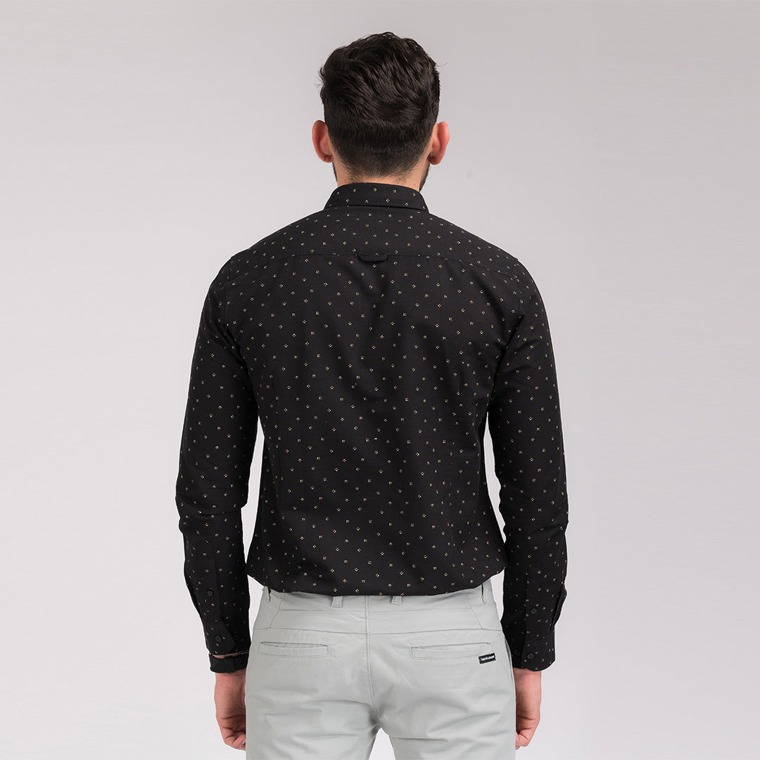 Black Printed Slim Fit Shirt