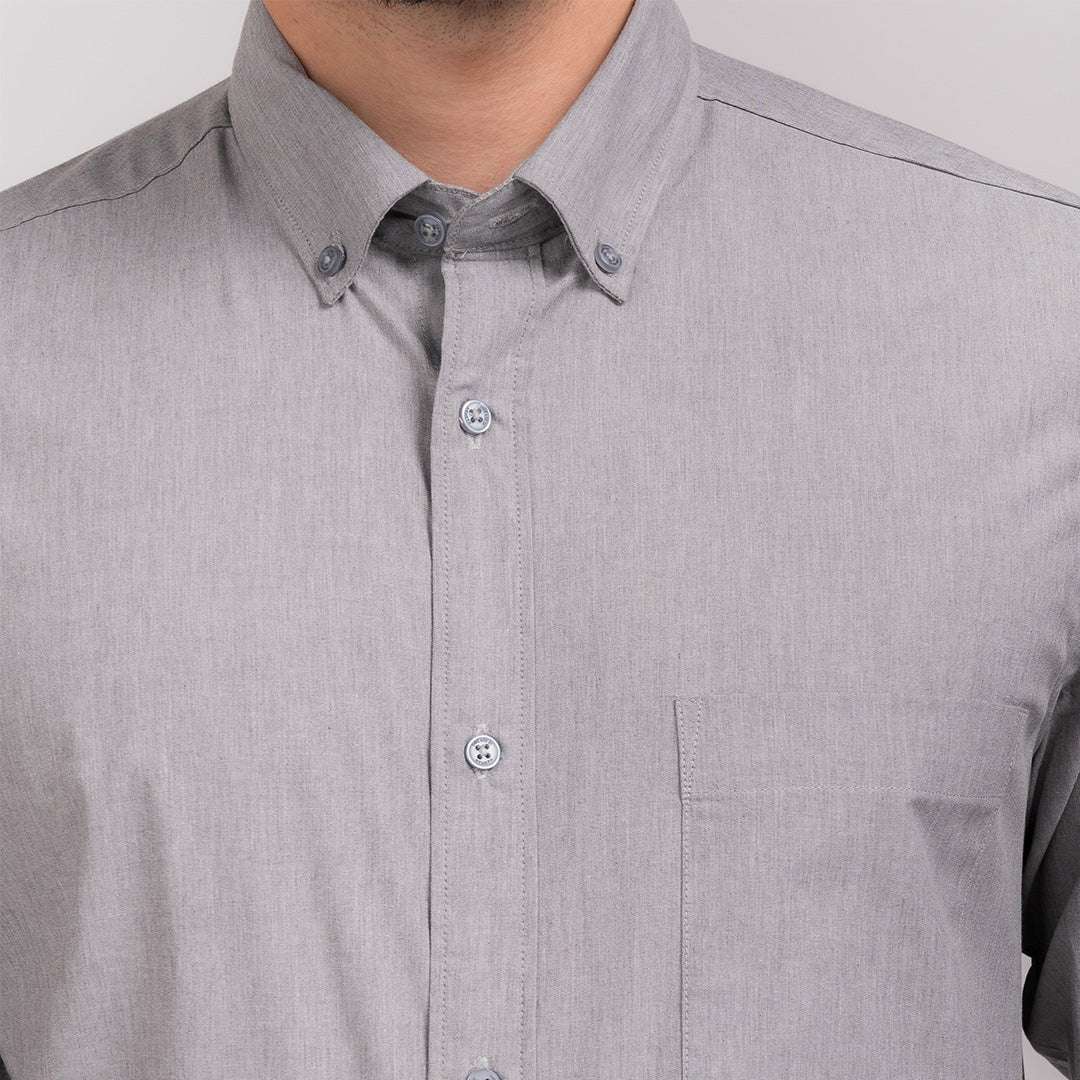 Grey Solid Regular Fit Shirt