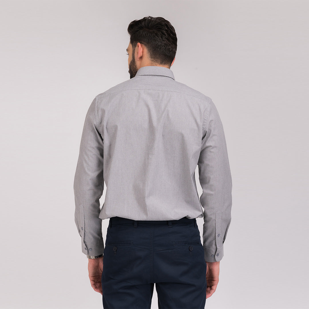 Grey Solid Regular Fit Shirt