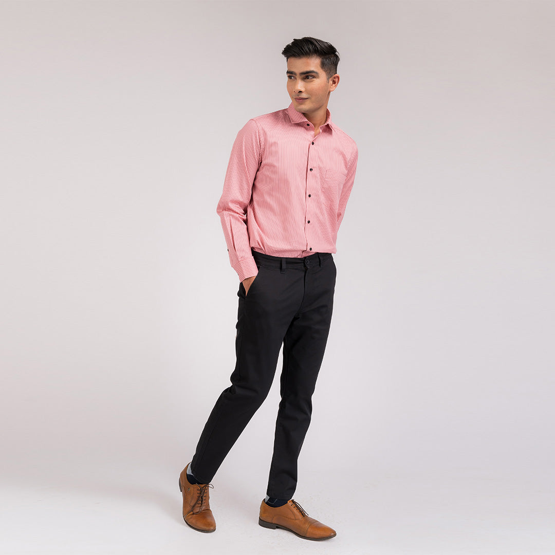Peach Stripes Regular Fit Shirt