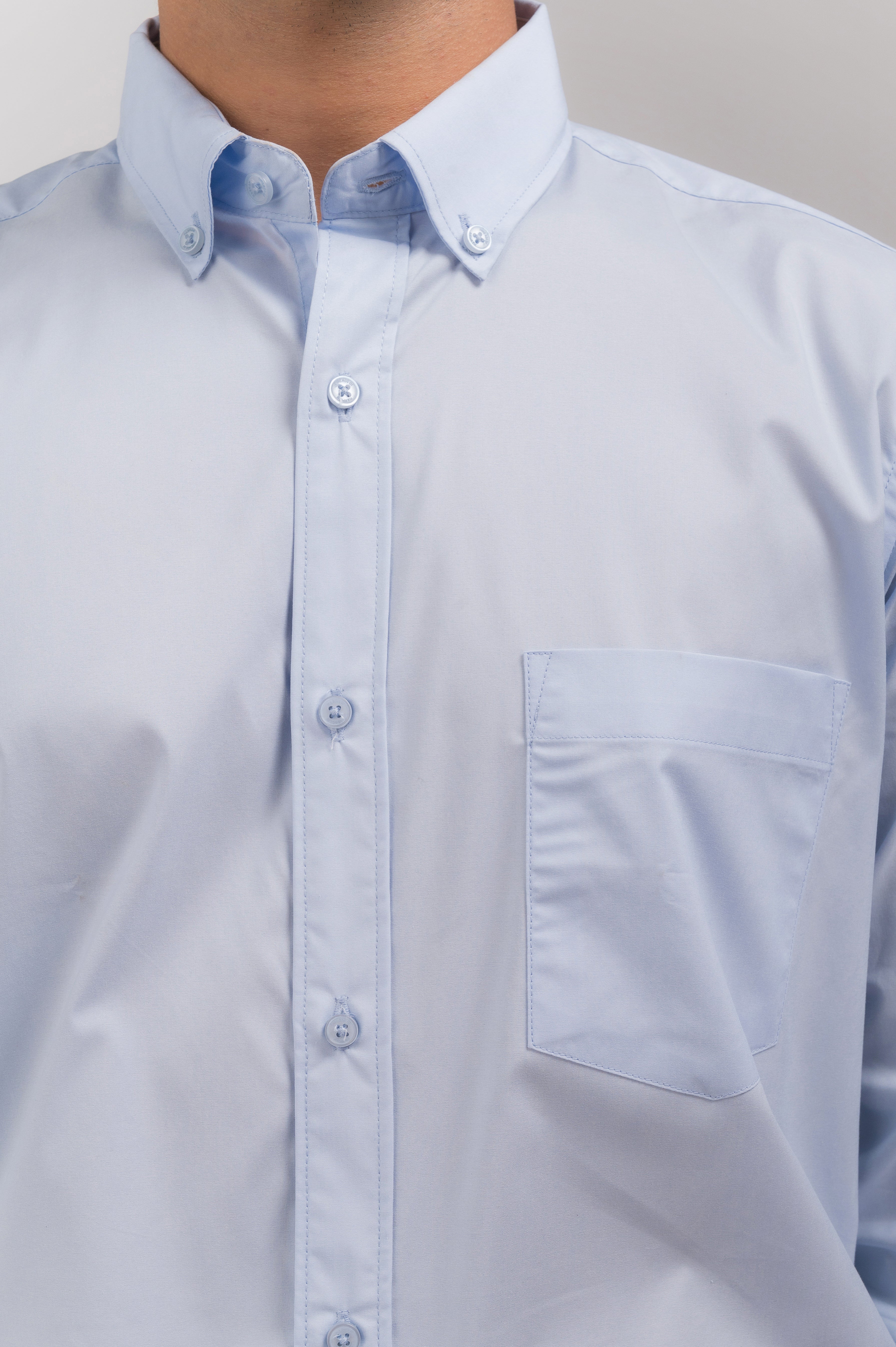 SOLID SATIN-LIGHT BLUE SHIRT