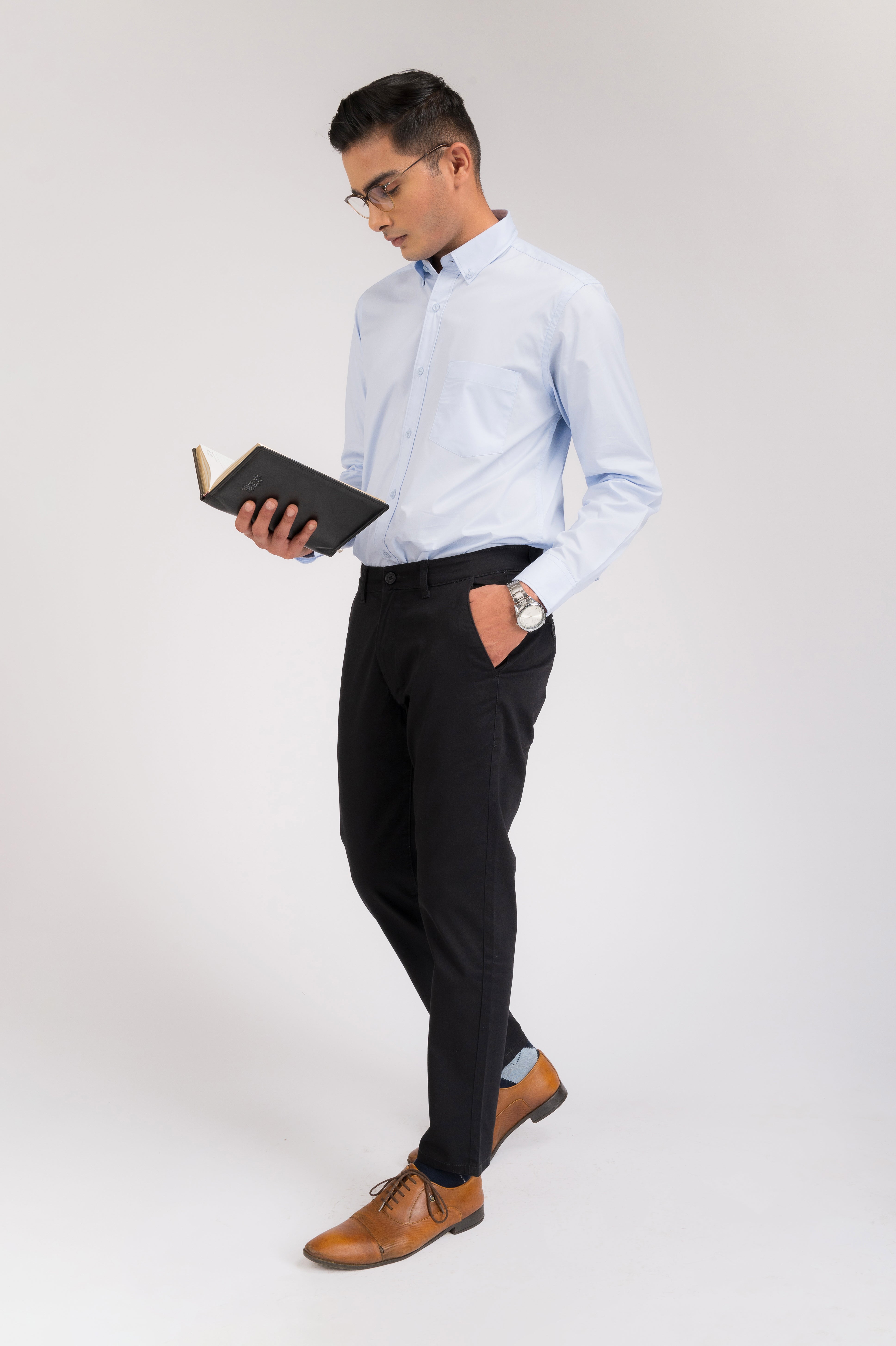 SOLID SATIN-LIGHT BLUE SHIRT