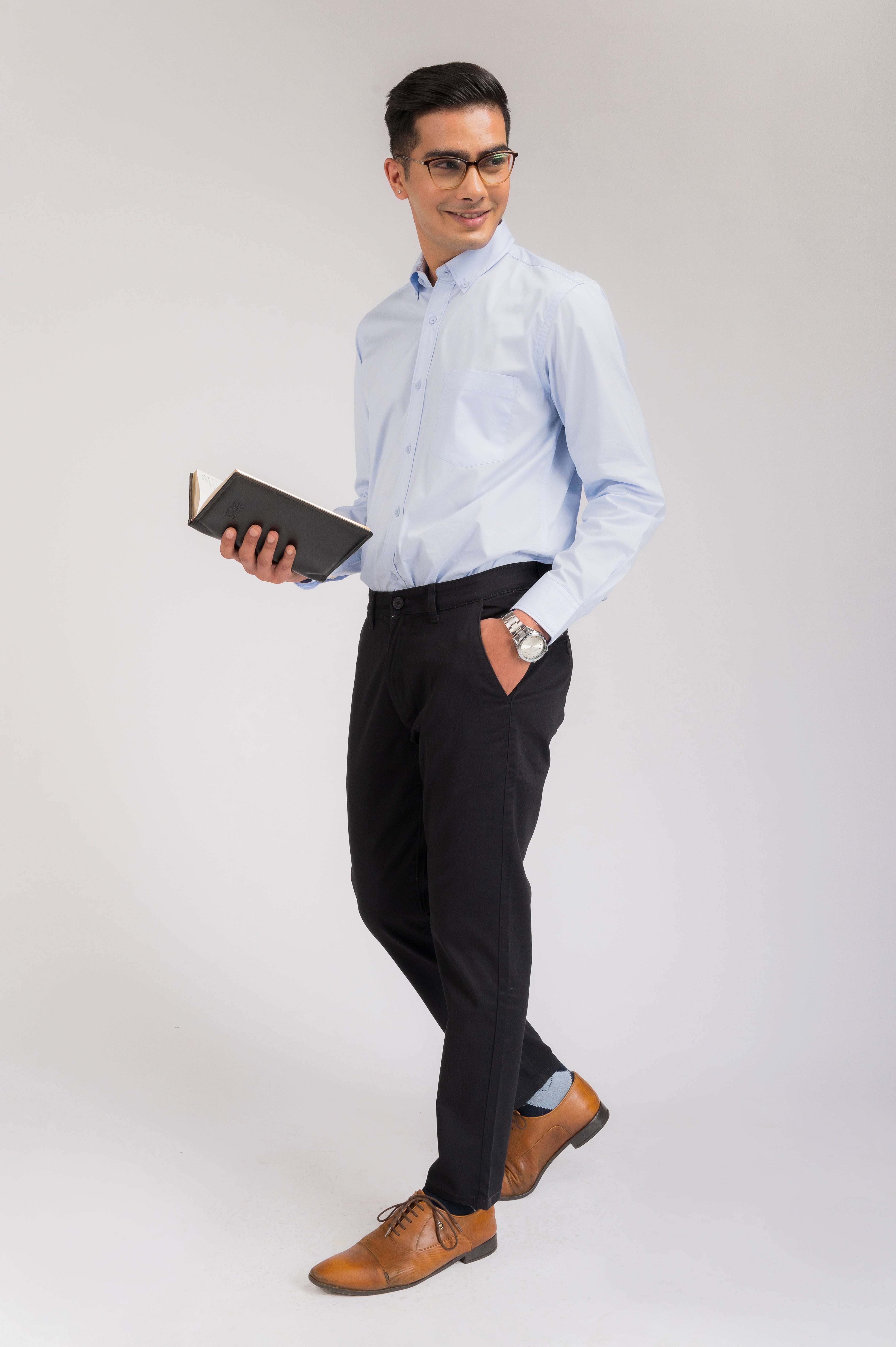 SOLID SATIN-LIGHT BLUE SHIRT