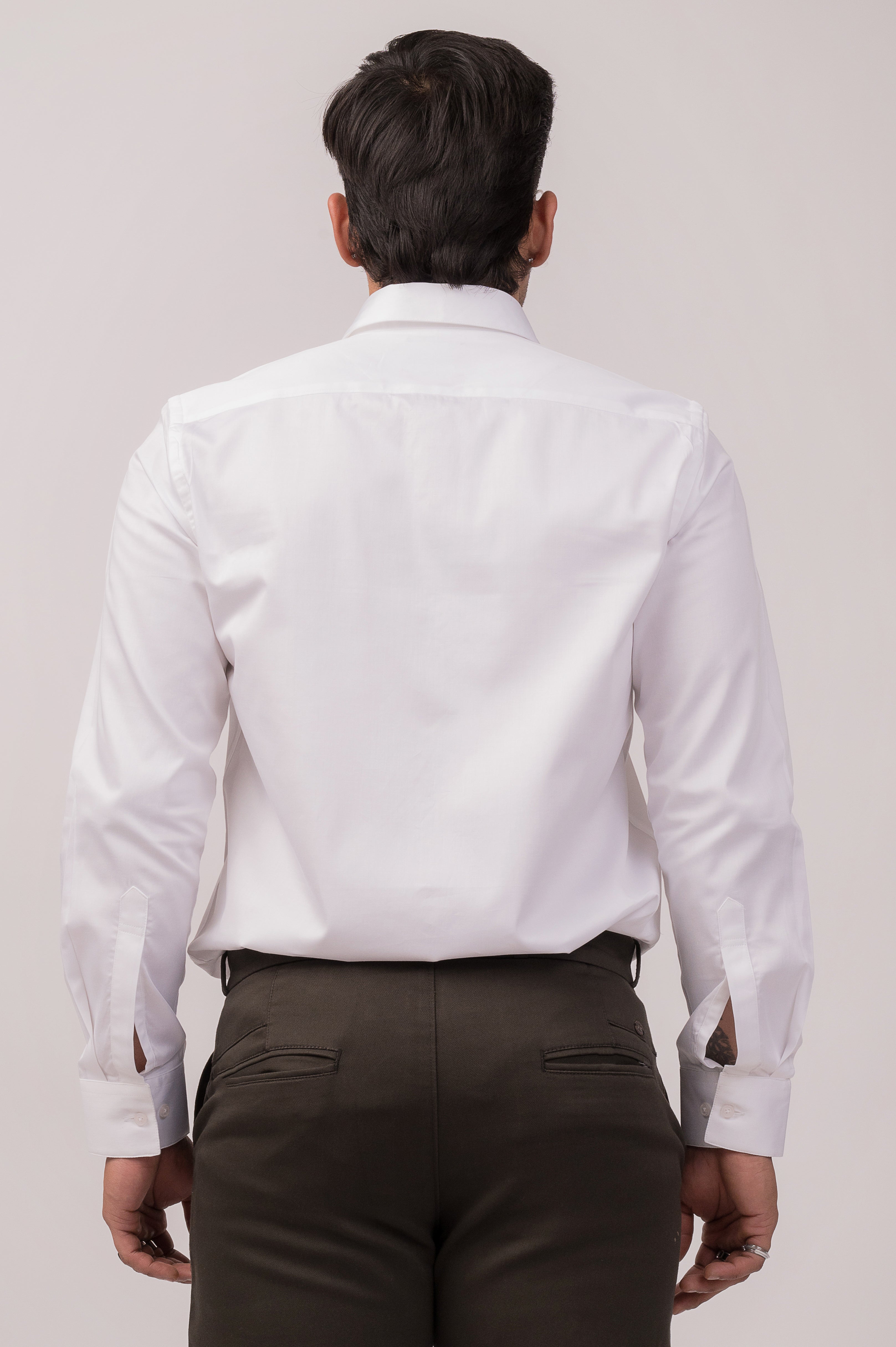 White Satin Slim Fit Shirt