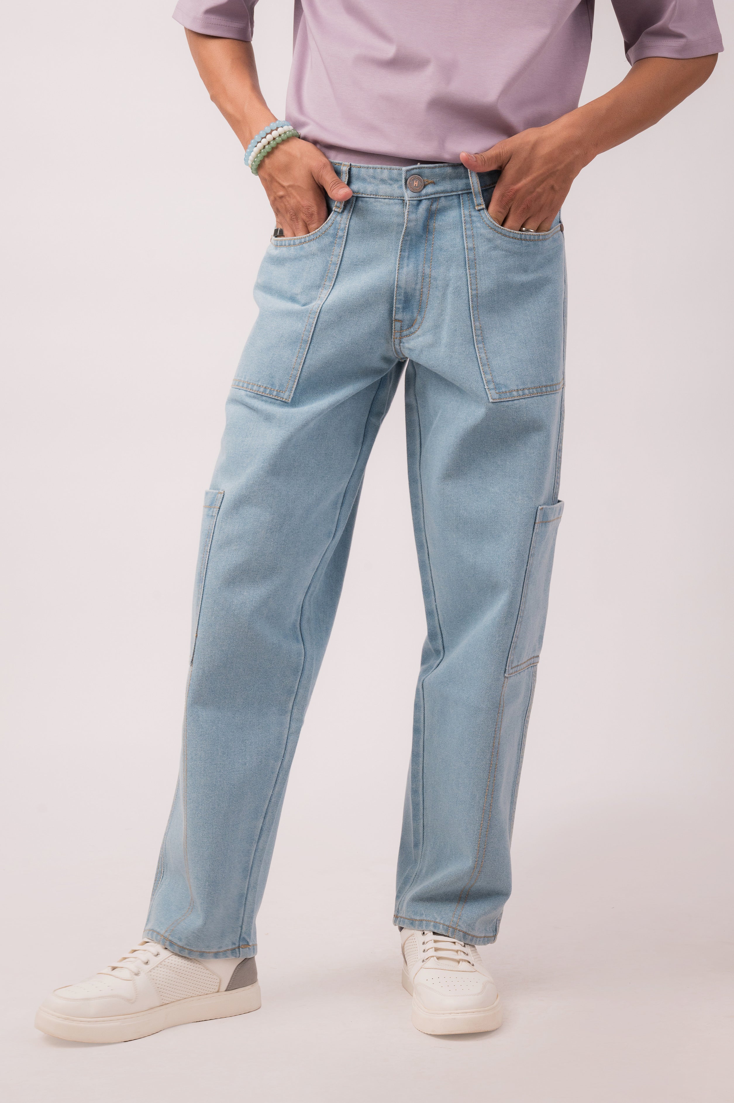 ICE BLUE CARGO DENIM