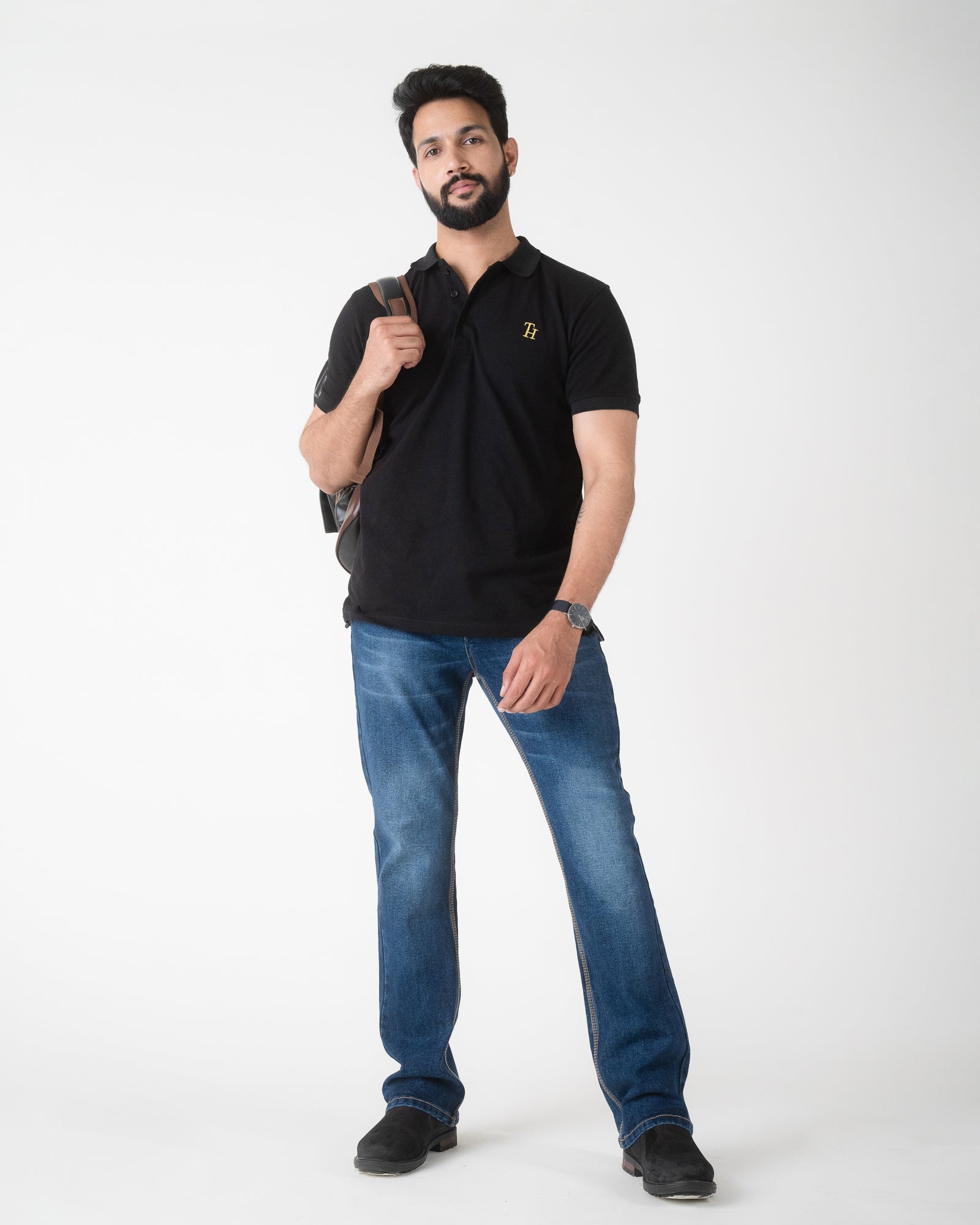 WASHED BLUE BOOTCUT FIT JEANS
