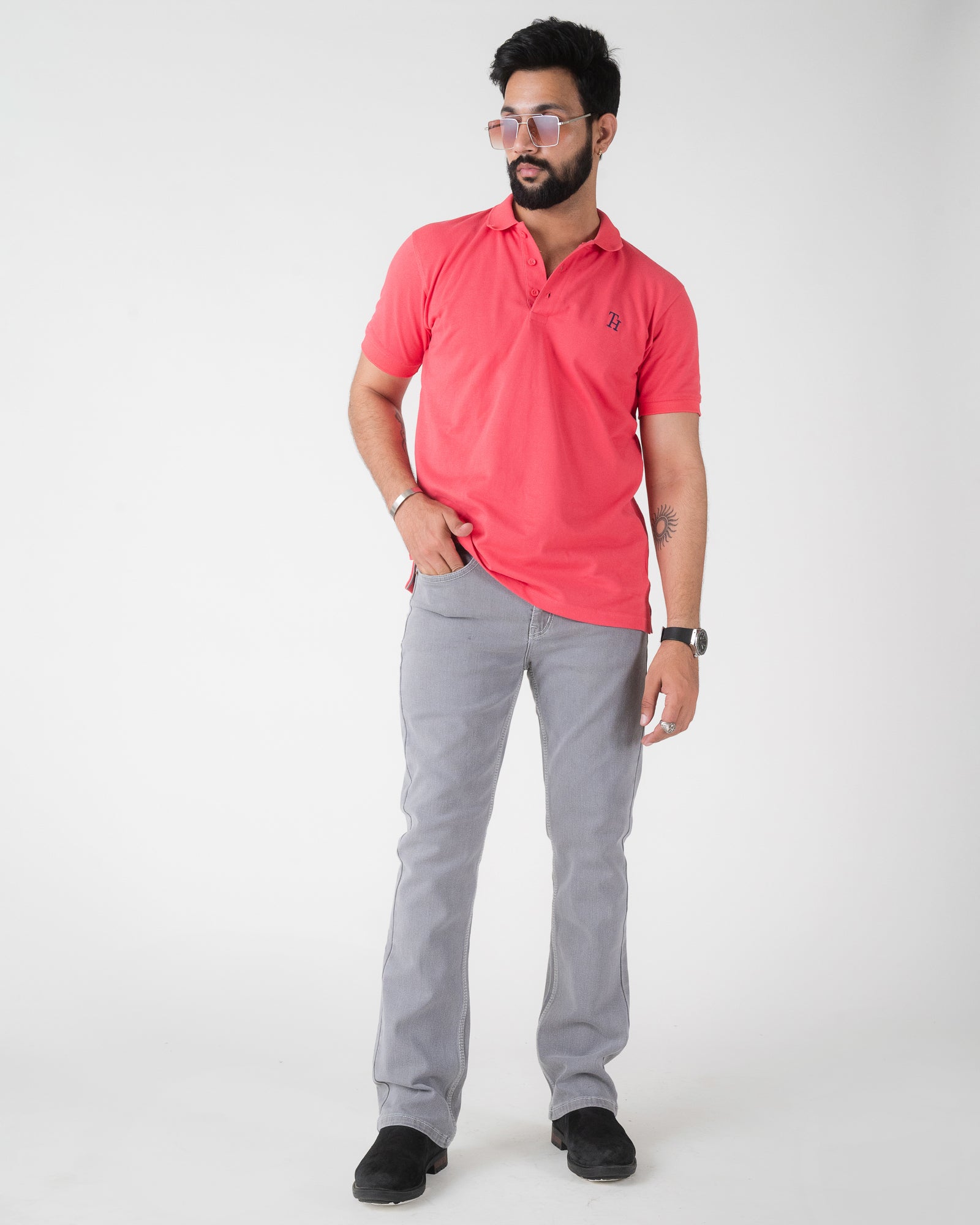LIGHT GREY BOOTCUT FIT JEANS