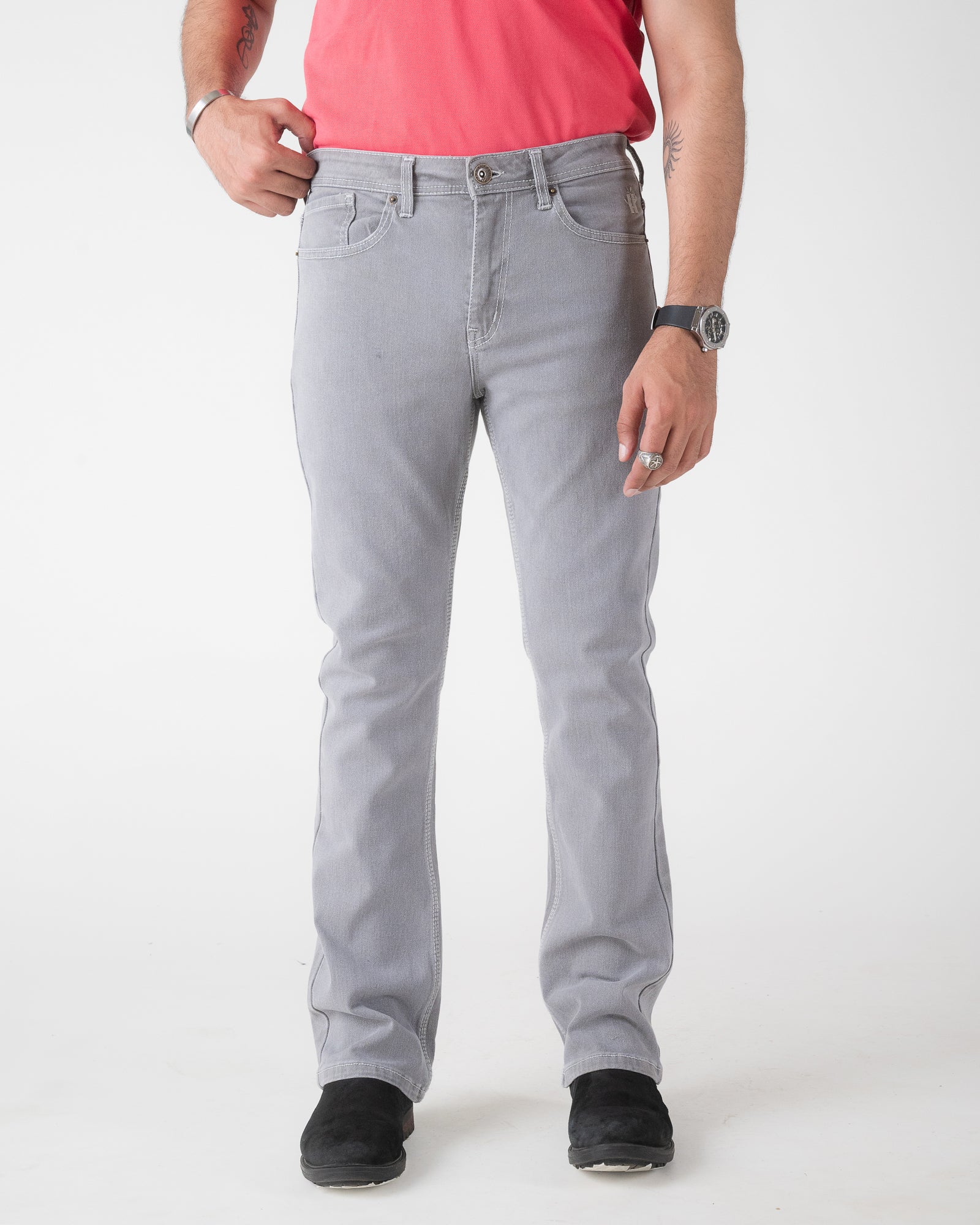 LIGHT GREY BOOTCUT FIT JEANS